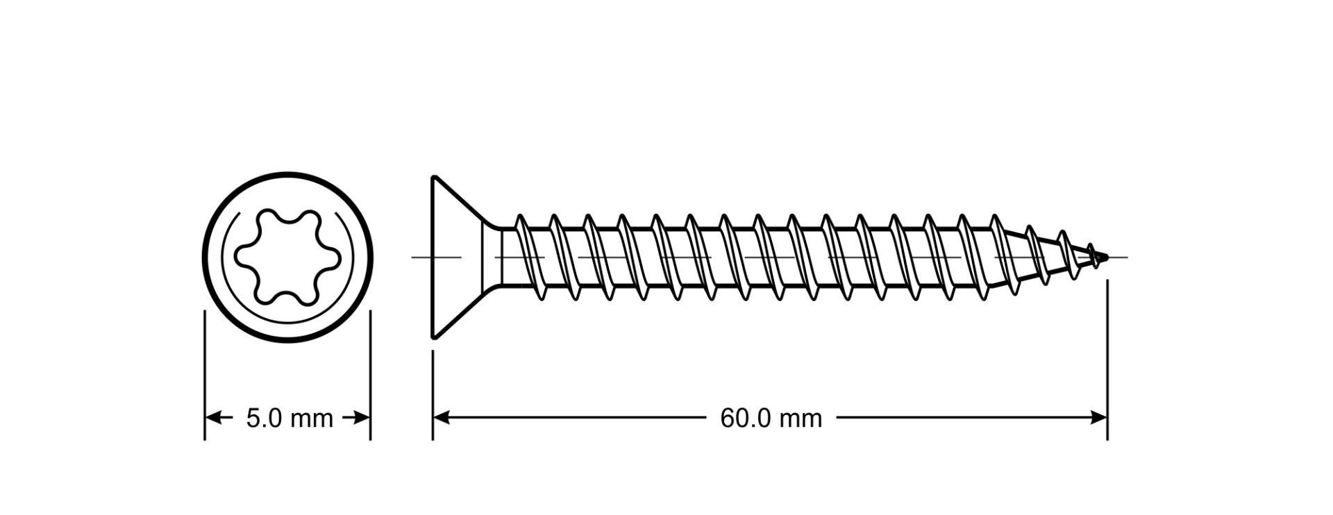 Trend Line Holzbauschraube TrendLine Edelstahlschrauben 5.0 x 60 mm TX 25 -