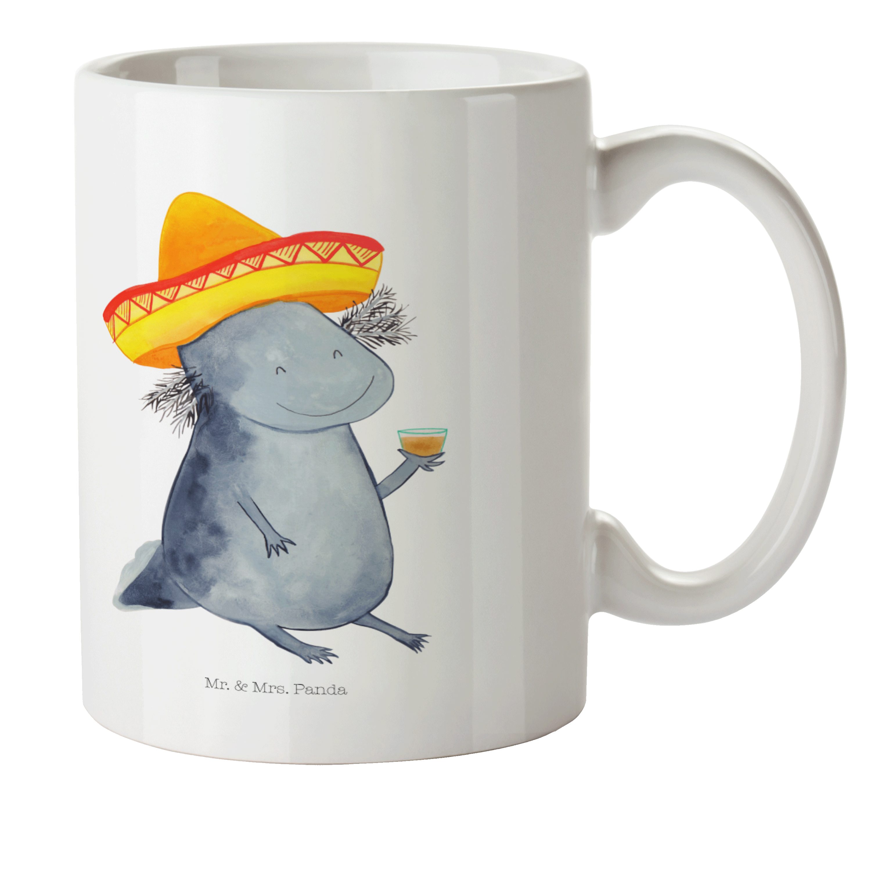 Mr. & Mrs. Panda Kinderbecher Axolotl Tequila - Weiß - Geschenk, trinken, Kinderbecher, Kindergarte, Kunststoff