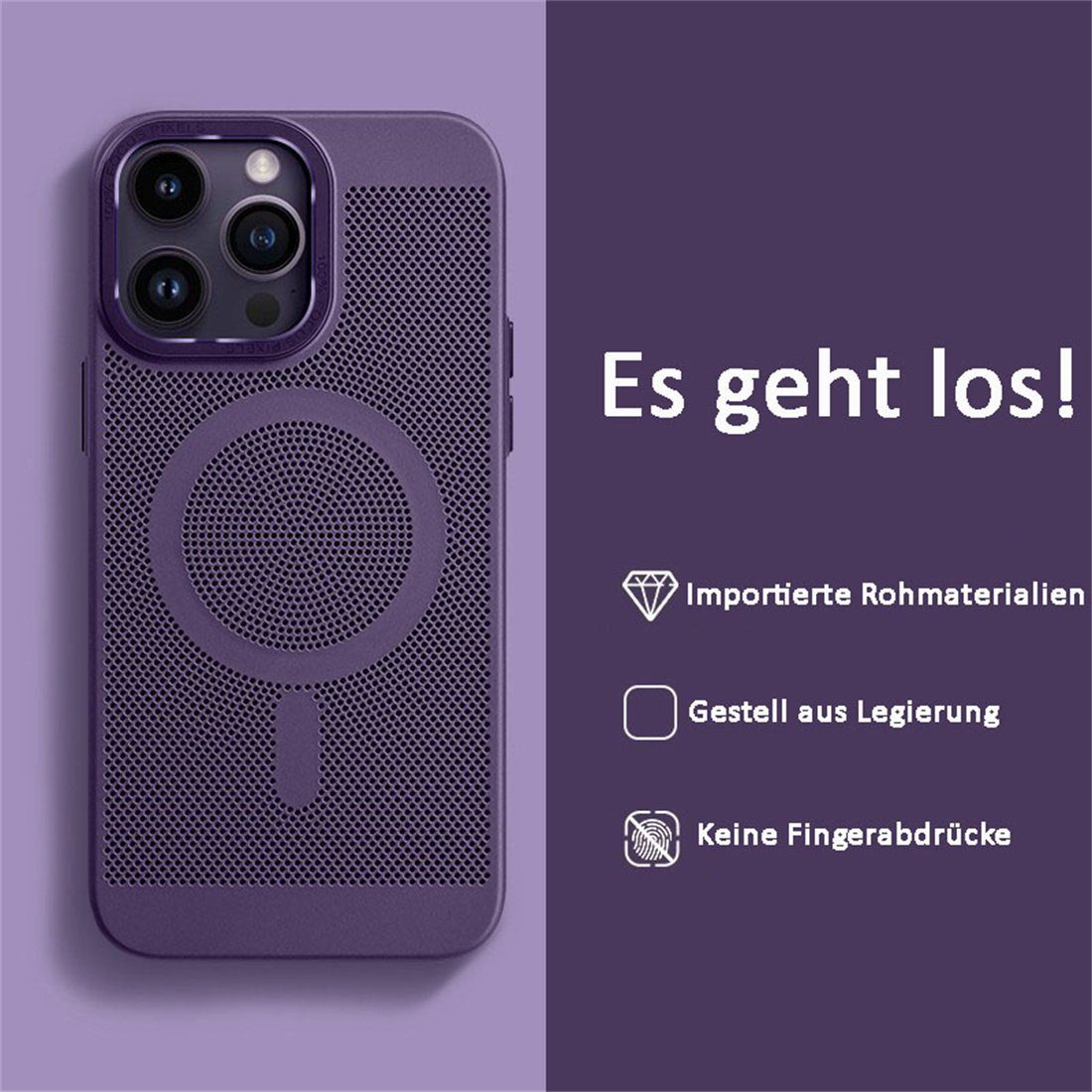 DÖRÖY Handytasche Handy-Hüllen Für Plus,Wärmeschutzhülle,Magnetische lila Saughülle iPhone 14
