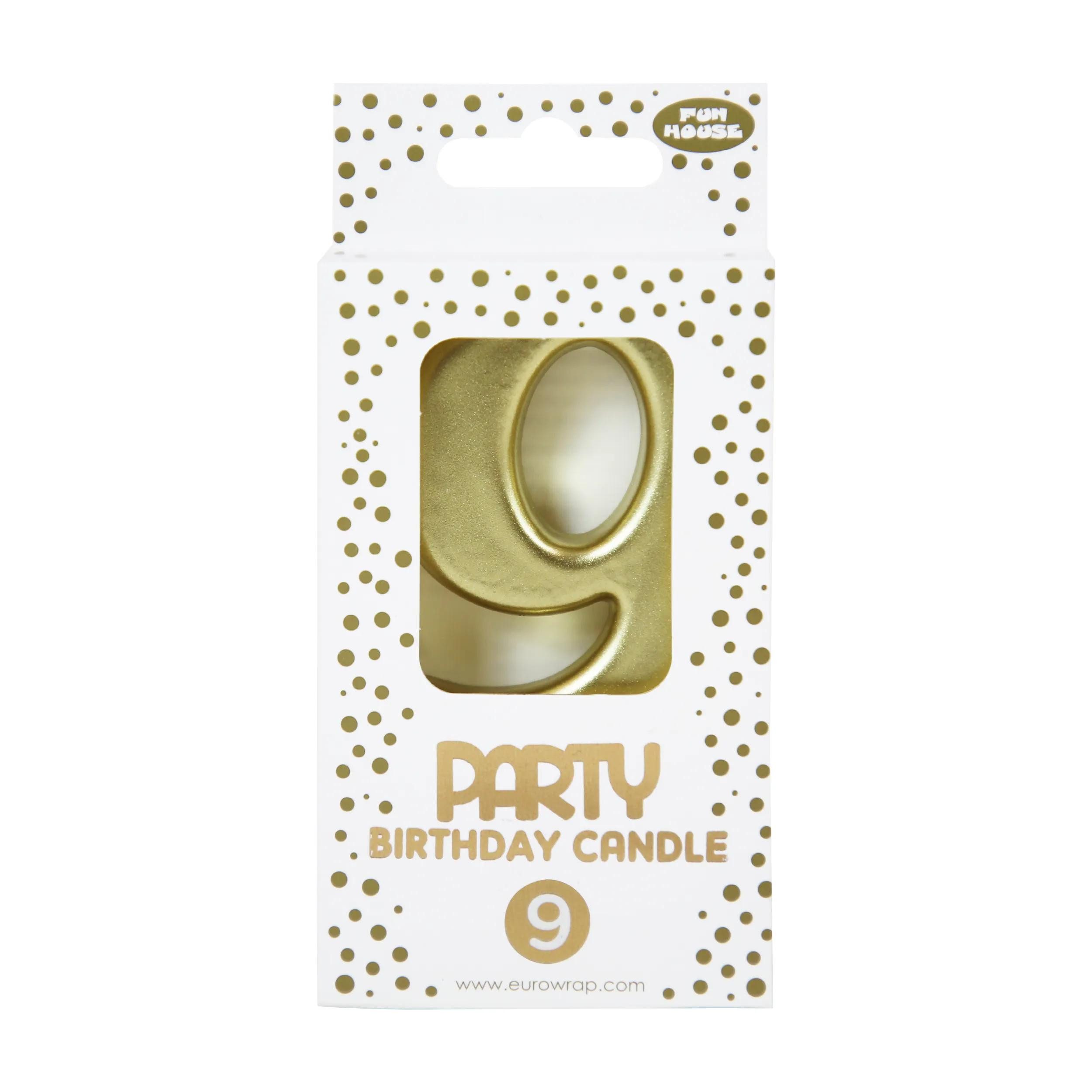 Kerzenhalter 6x Goldene Geburstagskerze 9 - 6,3x10,5 cm - Gold 33700-9C