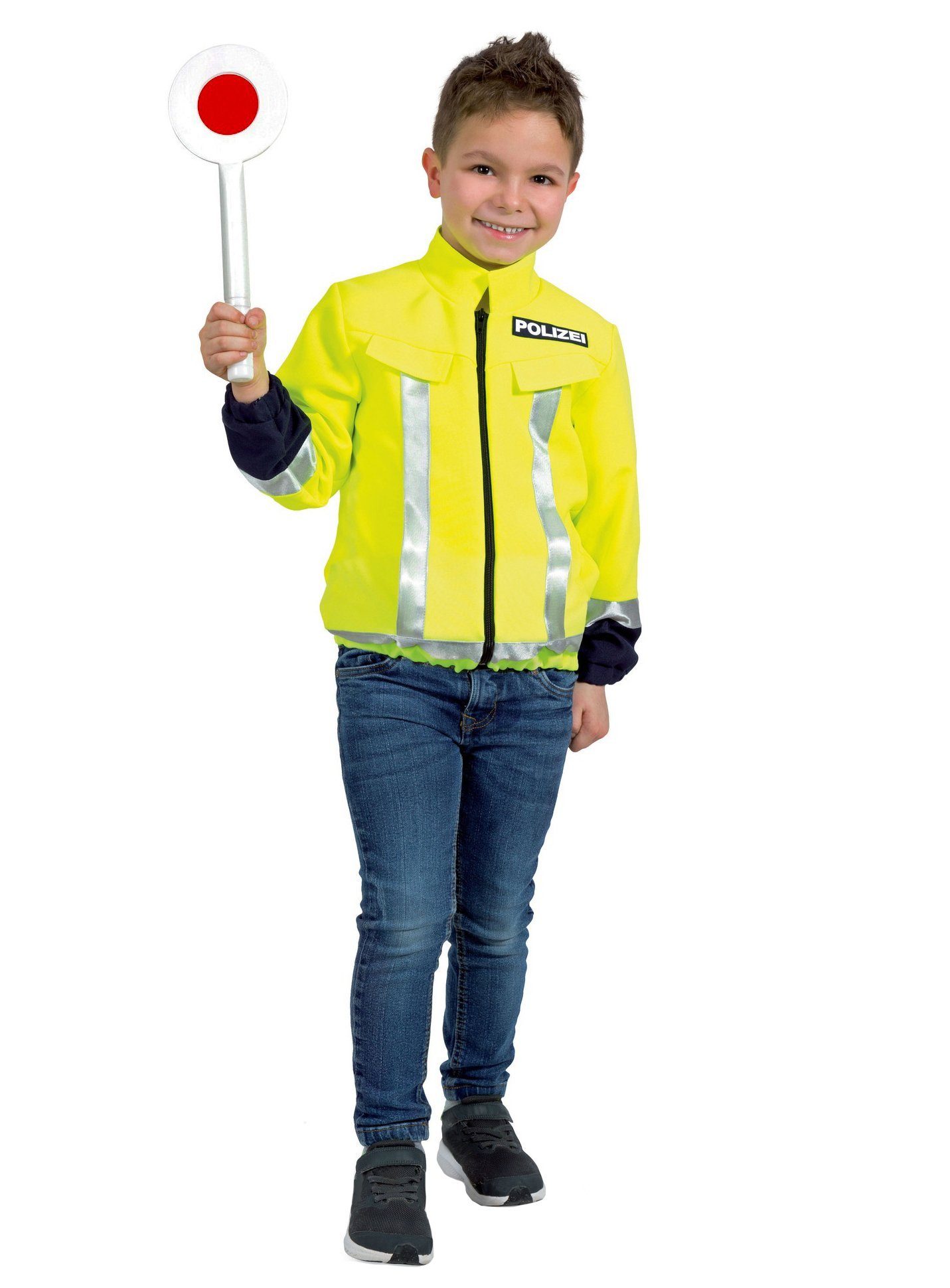 Metamorph Kostüm Verkehrspolizist Jacke, Neonjacke mit reflektierenden Streifen für die Verkehrskontrolle