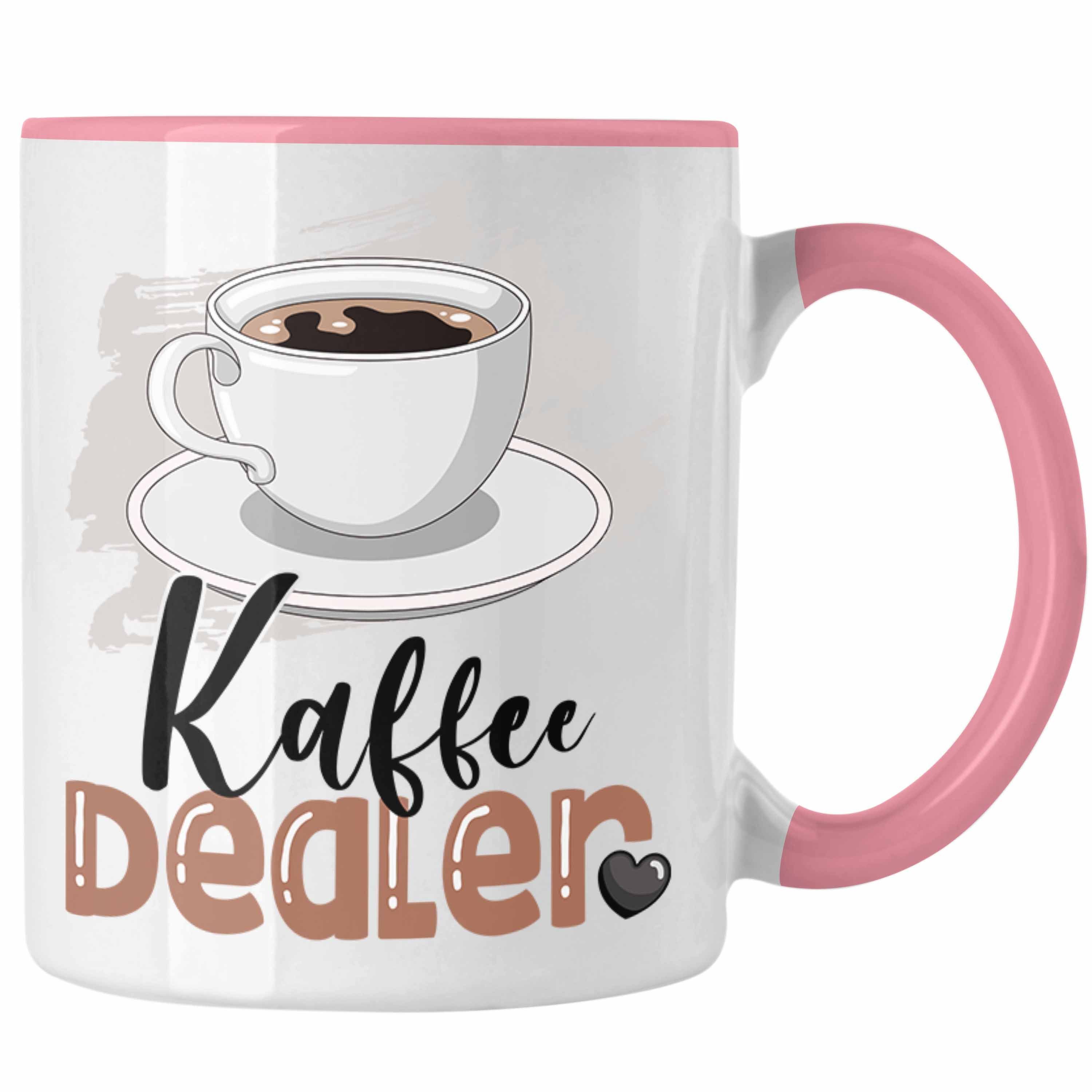 Trendation Tasse Kaffee Dealer Tasse Geschenk für Barista Geburtstag Spruch Geschenkide Rosa