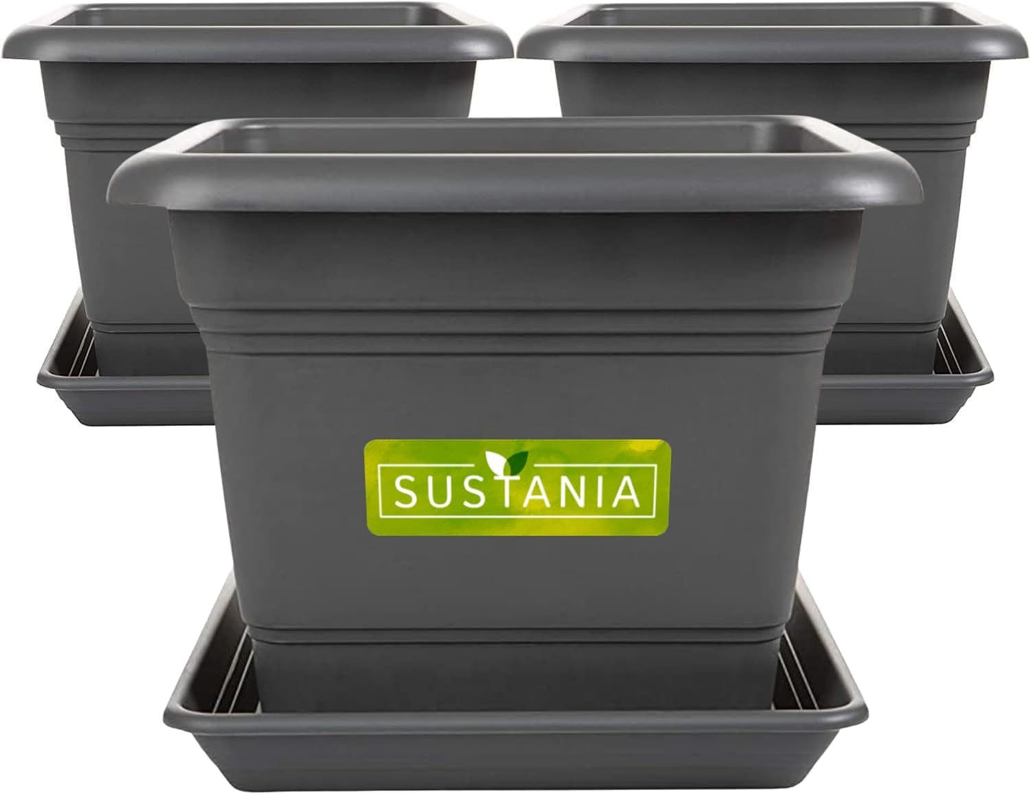 SUSTANIA Blumentopf Pflanzkübel Groß mit Untersetzer Robuster