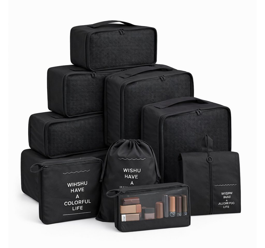 Travelfreund® Kofferorganizer 8er Set Kofferorganizer mit Kosmetiktasche und Packtaschen (Set, 8-tlg., 8x Packtaschen), Faltbar / Verstaubar / Wasserabweisend