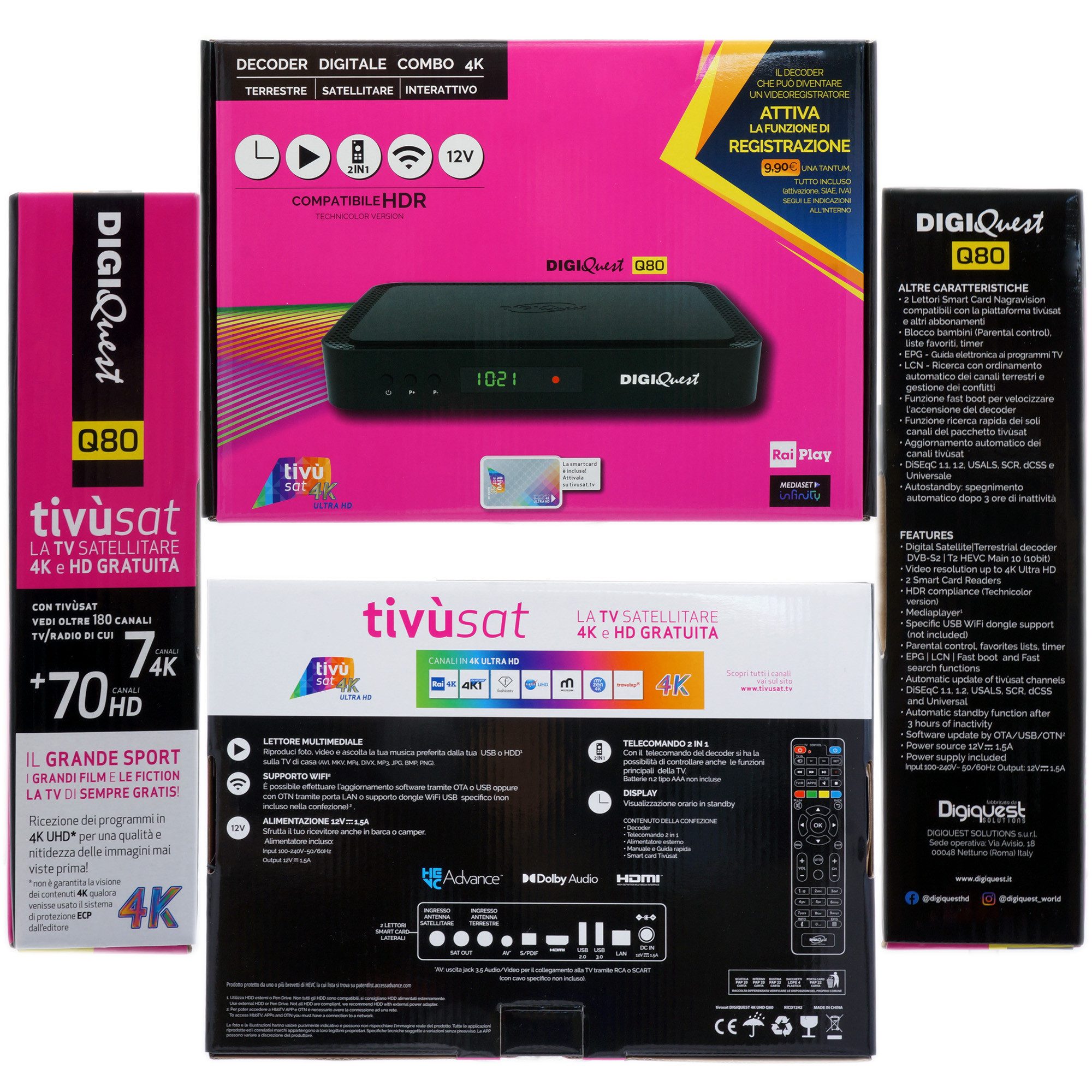 DIGIQuest TiVuSat Karte 4K UHD + DIGIQuest Q80 4K Sat-Receiver (nicht aktiviert) SAT-Receiver