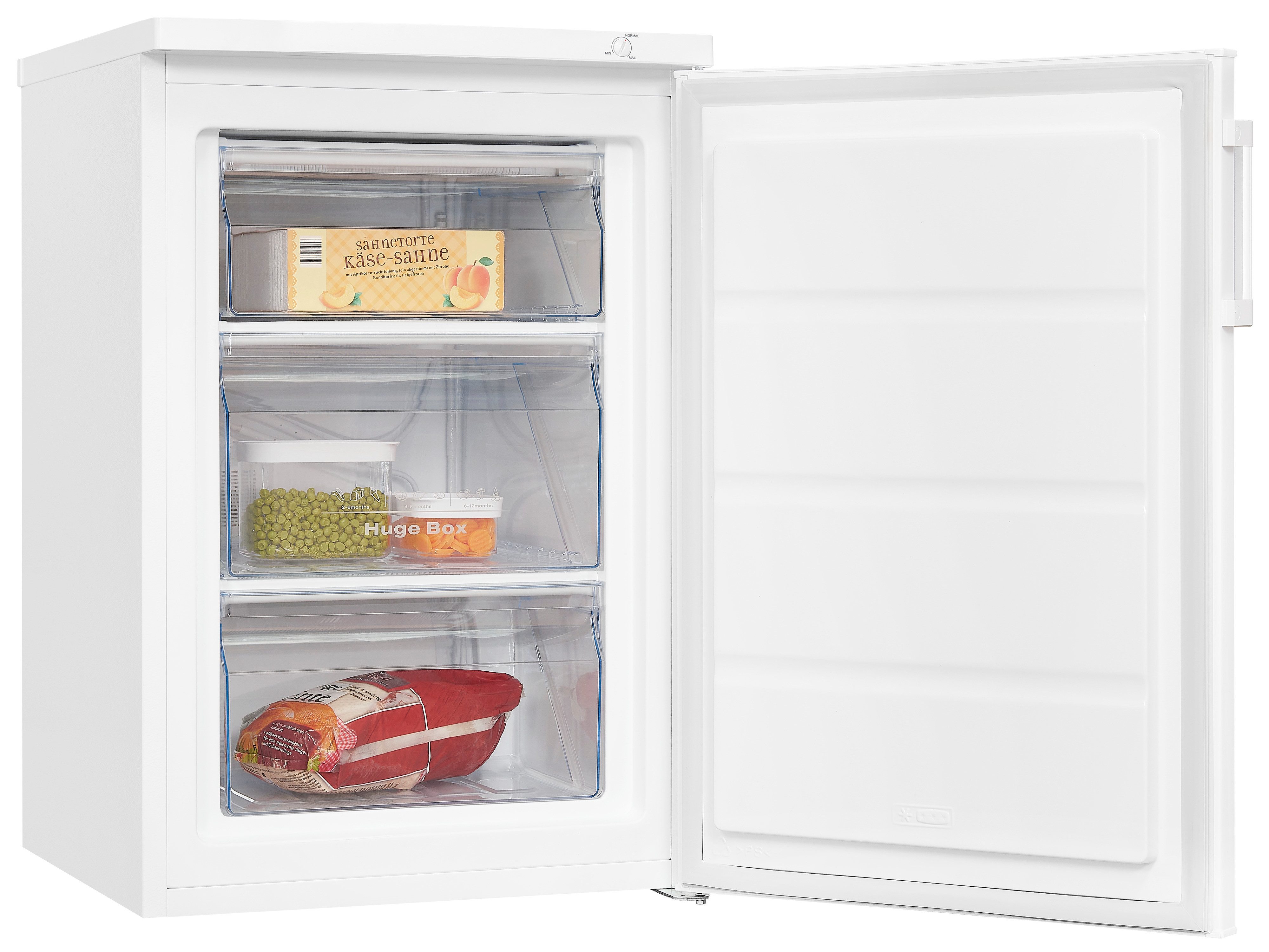 exquisit Gefrierschrank GS81-H-010D weiss, 85 cm hoch, 56 cm breit, 4*-Gefrierschrank mit praktischem Griff – leicht & bequem zu öffnen