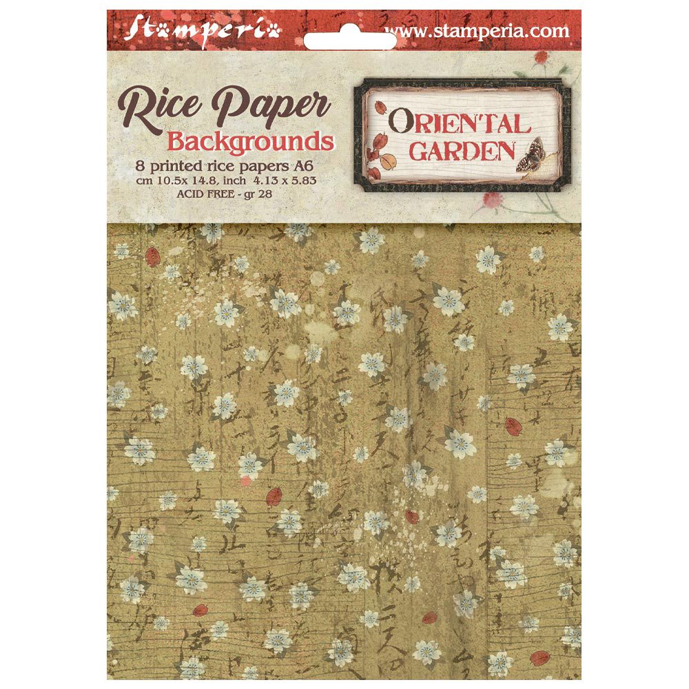 Stamperia Seidenpapier Motiv-Strohseide Backgrounds Oriental Garden, DIN A6, 8er Set