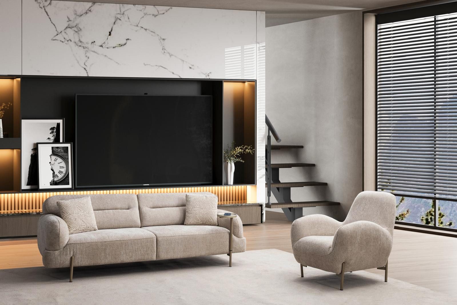 Nobelaa Sofa Sitzgruppe/Sofa Set - Wohnzimmergarnitur "Irisia" 3+3+1