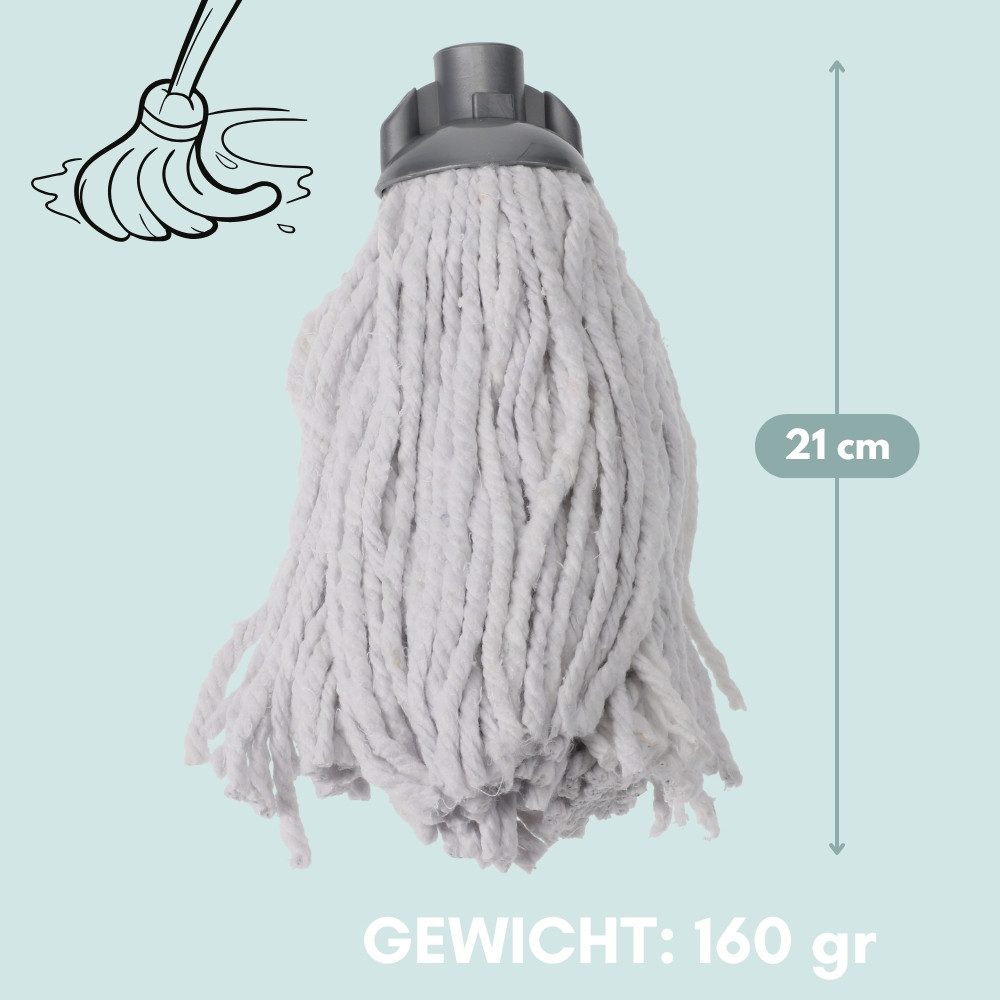 GarPet 12er Set Wischmopp Ersatz Kopf Set Ersatzmop Wischmop Baumwolle 160gr Moppaufsatz