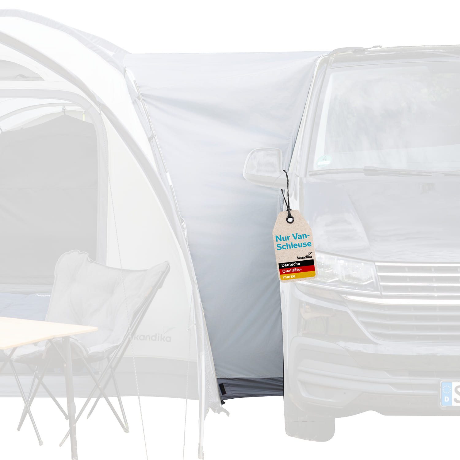 Skandika Vorzelt Van-Schleuse für Kuppelzelt Pitea 4 Flex Protect, mit Schiebetür, (Zeltverbindung mittels Reißverschlüsse (Zelt separat erhältlich), Autovorzelt Minivan, Wassersäule 5000 mm, UPF 50+, Tragetasche