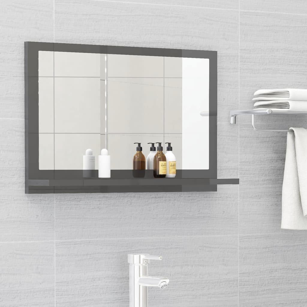 (1-St) cm Holzwerkstoff Hochglanz-Grau vidaXL Badezimmerspiegelschrank Badspiegel 60x10,5x37