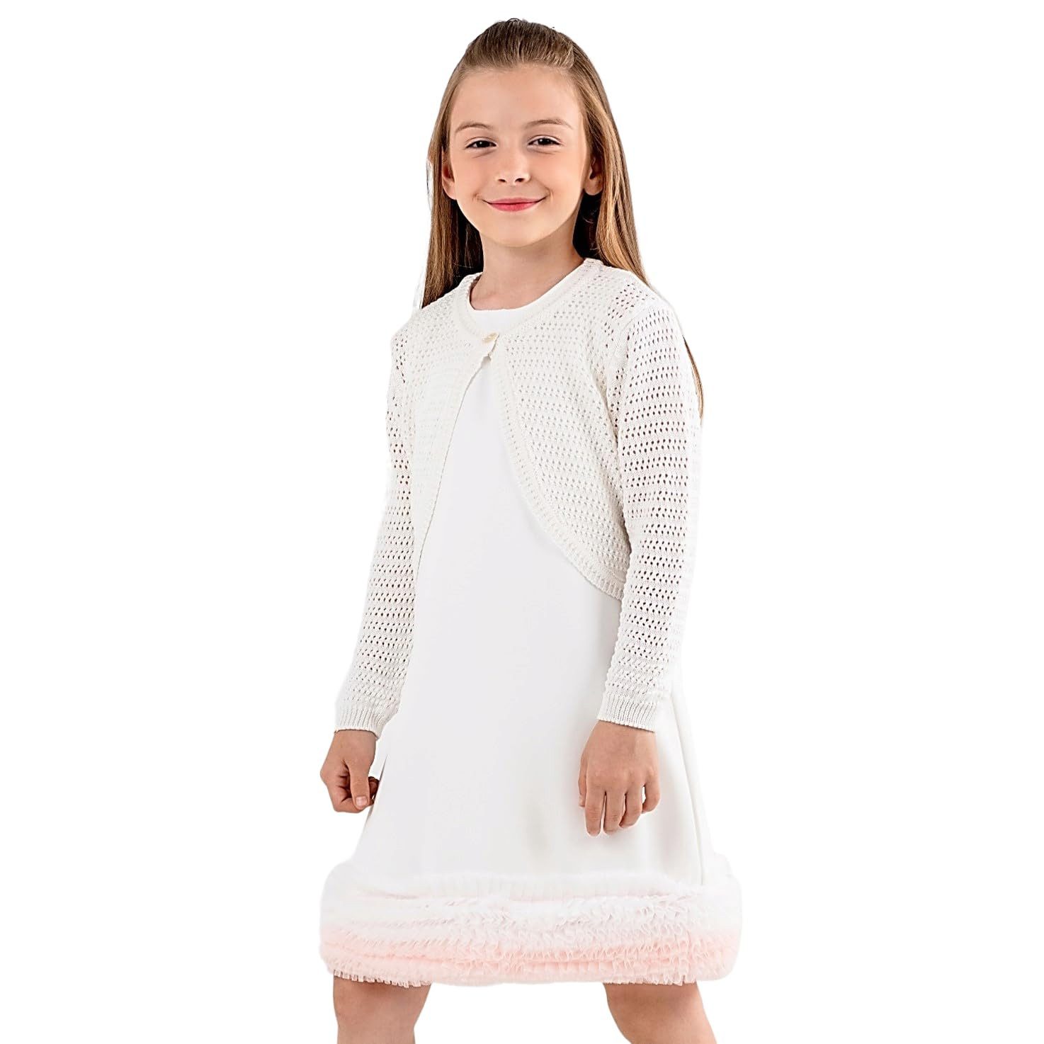 Minora Strickkleid Baby/Kind Bolero Taufweste Strickwaren Mädchen Langarm – Bild 4 von 5