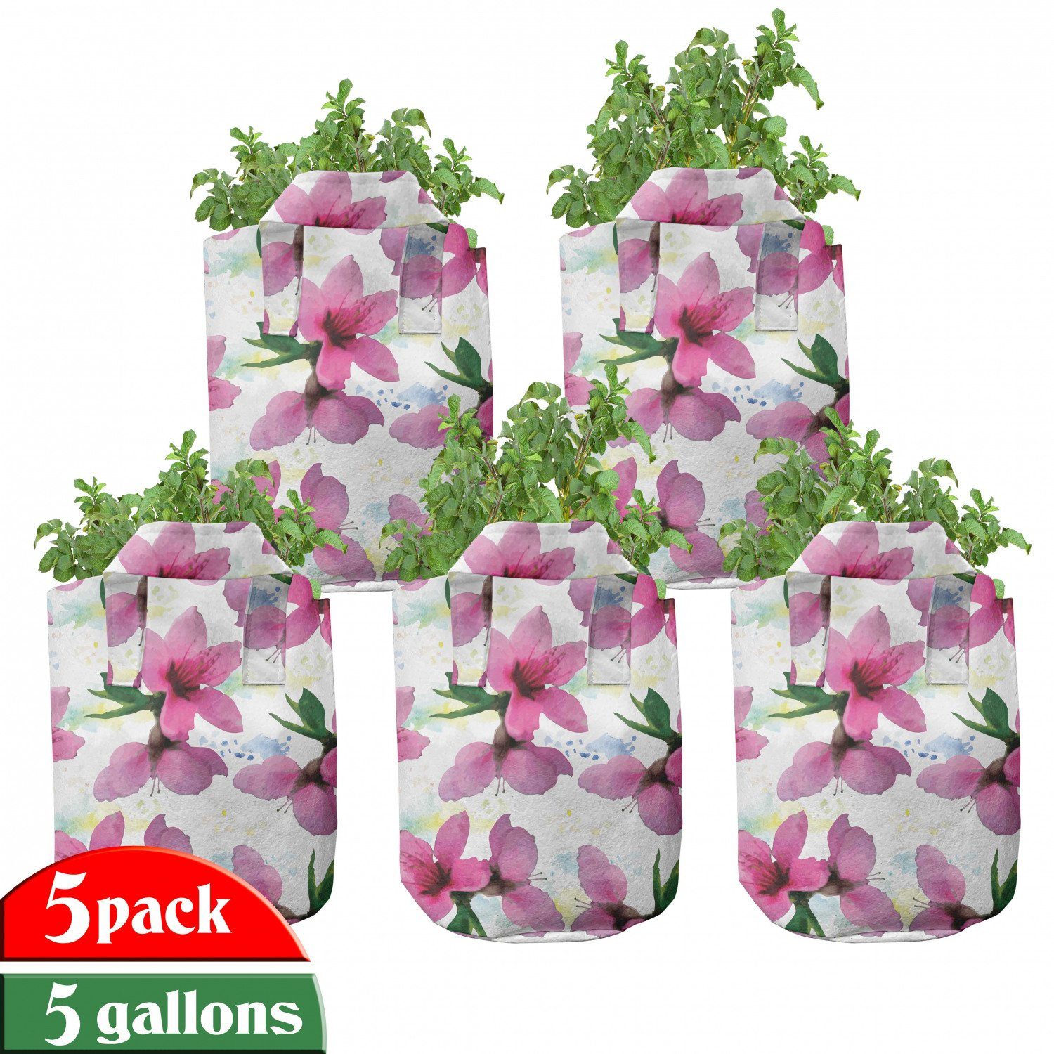 Abakuhaus Pflanzkübel hochleistungsfähig Stofftöpfe mit Griffen für Pflanzen, Blumen Blütenblätter Botanik Essence