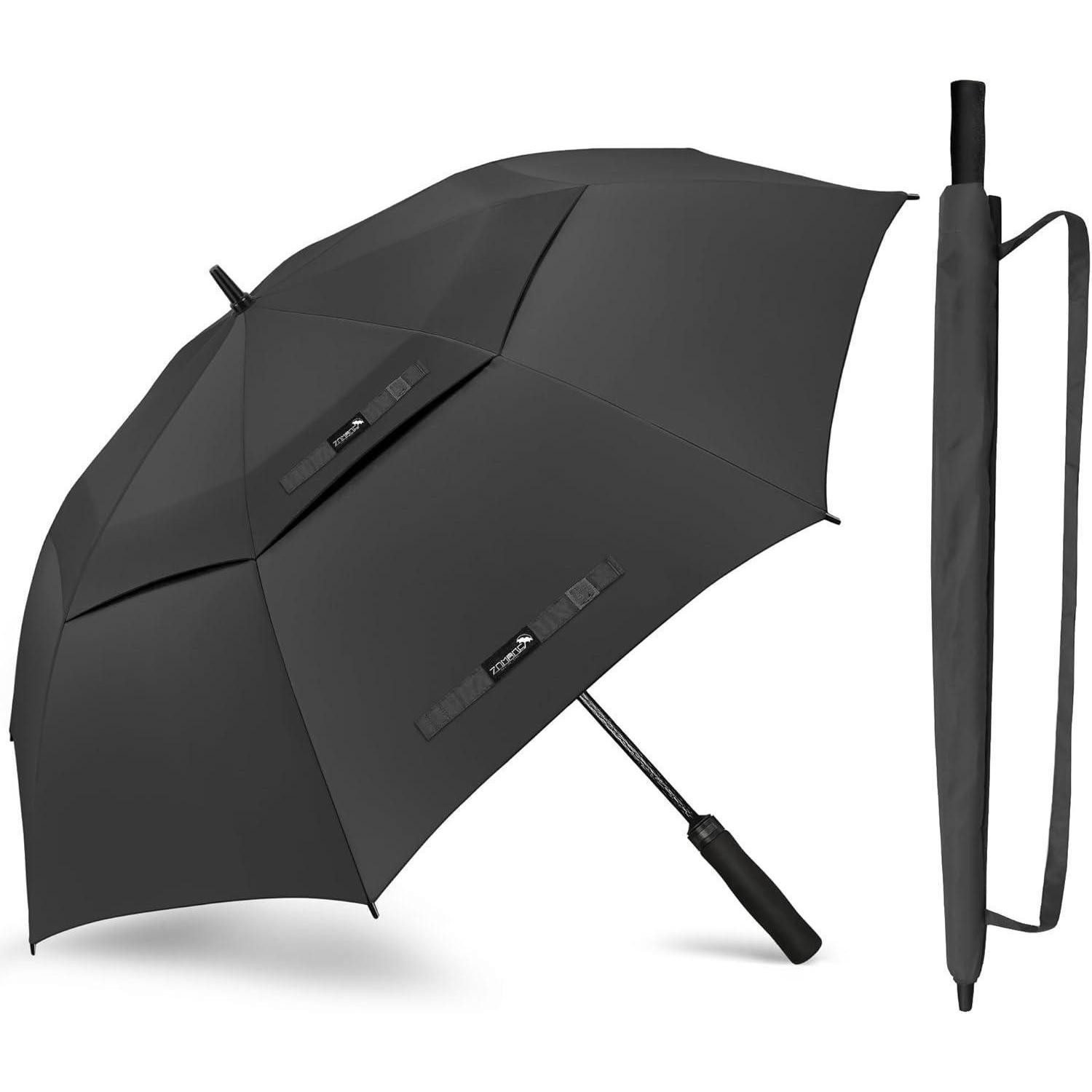 LuxusKollektion Golfregenschirm Regenschirm Groß Sturmfest XL XXL Golf Stabil Schwarz 182CM XXXL