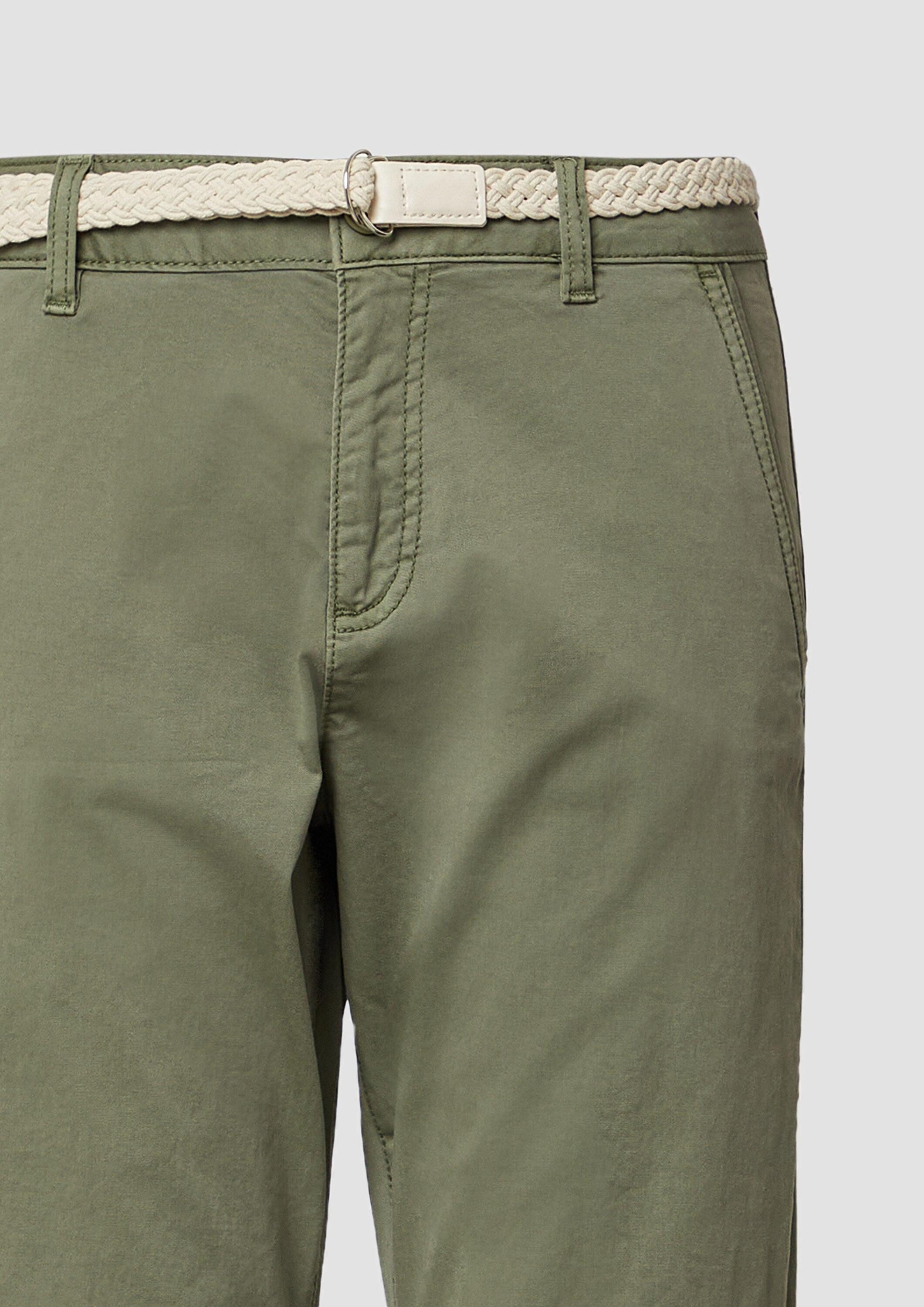 s.Oliver Chinos Hose CHINO Chino mit geflochtenem Gürtel und Garment Dye