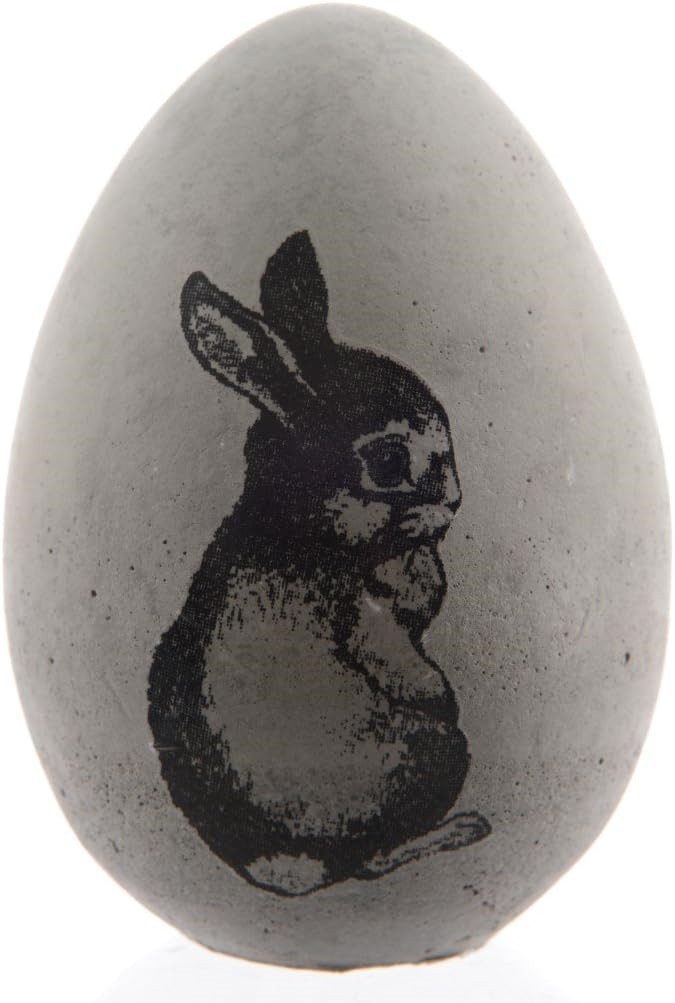 Osterei Ei Beton Betonei mit Hasenaufdruck Osterei Dekoei H ca. 9 cm