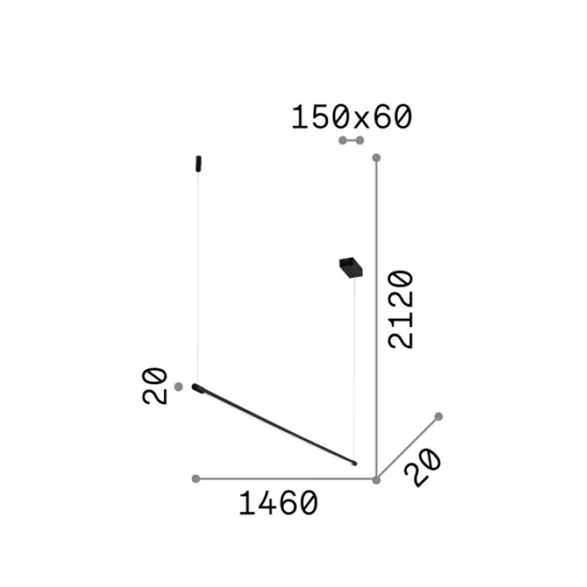Ideal Lux Hängeleuchten Yoko SP Pendelleuchte 146 cm Ø 2 cm LED Schwarz/Weiß, LED fest integriert, Extra-Wamrweiß, Hängeleuchte