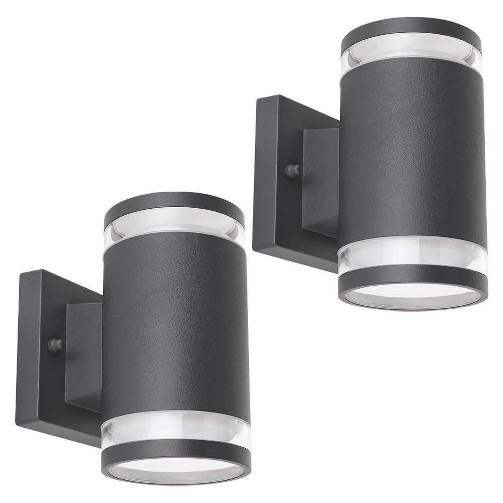GLOBO LIGHTING Außen-Wandleuchte, Leuchtmittel nicht inklusive, Außenwandleuchte Fassadenlampe Haustürlampe anthrazit Gartenlampe 2er