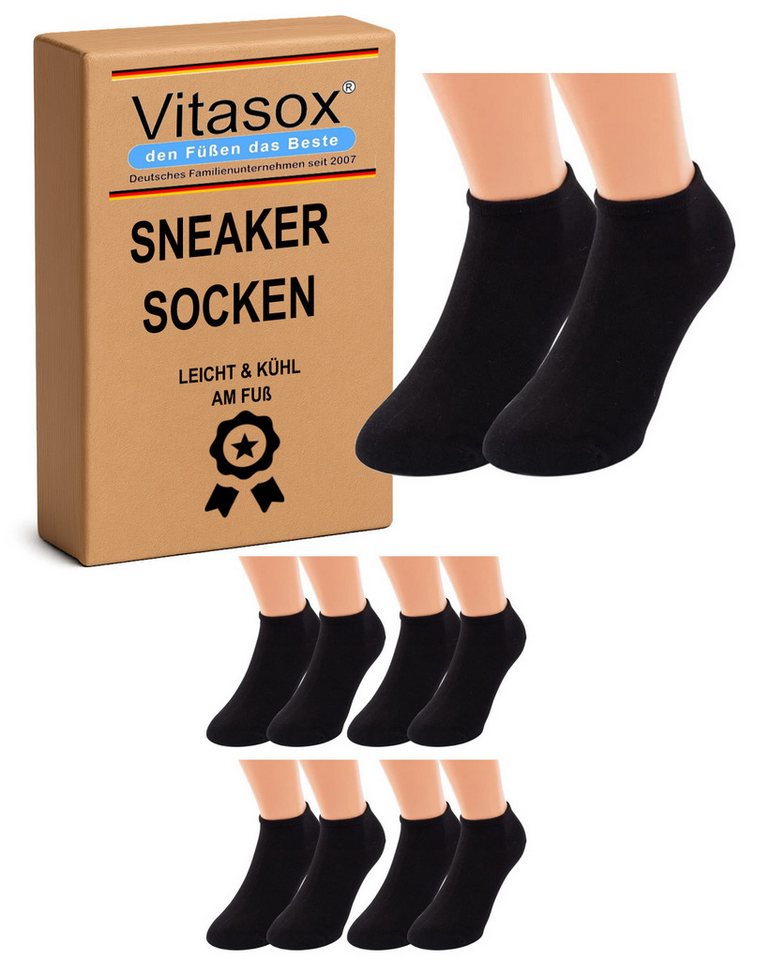 Vitasox Sneakersocken für Herren, in Übergröße - sommerliche XL Socken ohne spürbare Naht (4-Paar) leicht und weich für sommerliche Tage