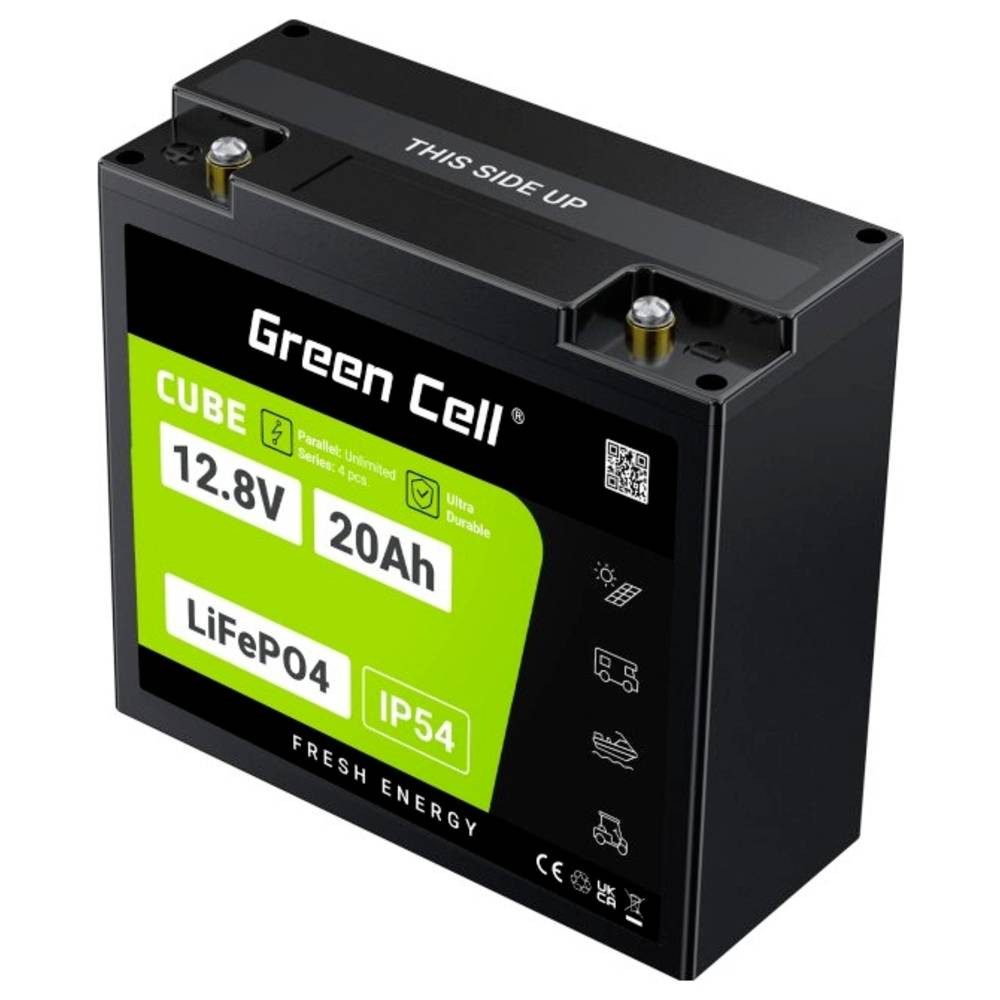 Green Cell Akku 20Ah 12.8V 256Wh Lithium-Eisen-Phosphat Batterie GC-LFPGC12V20AH Akku, Schraubkontakt