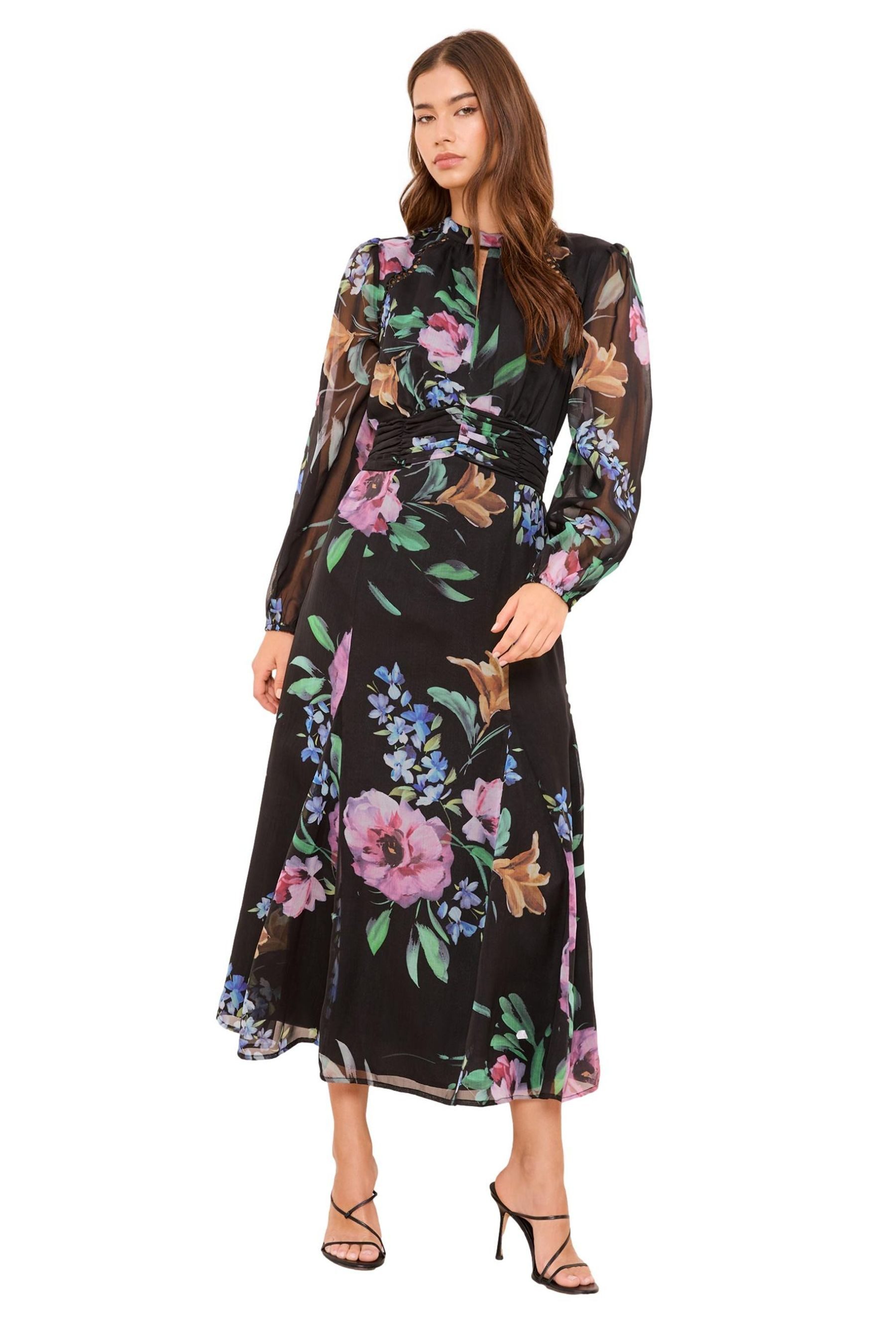 LIPSY Midikleid Lipsy Langärmeliges Midikleid mit Blumendruck (1-tlg)