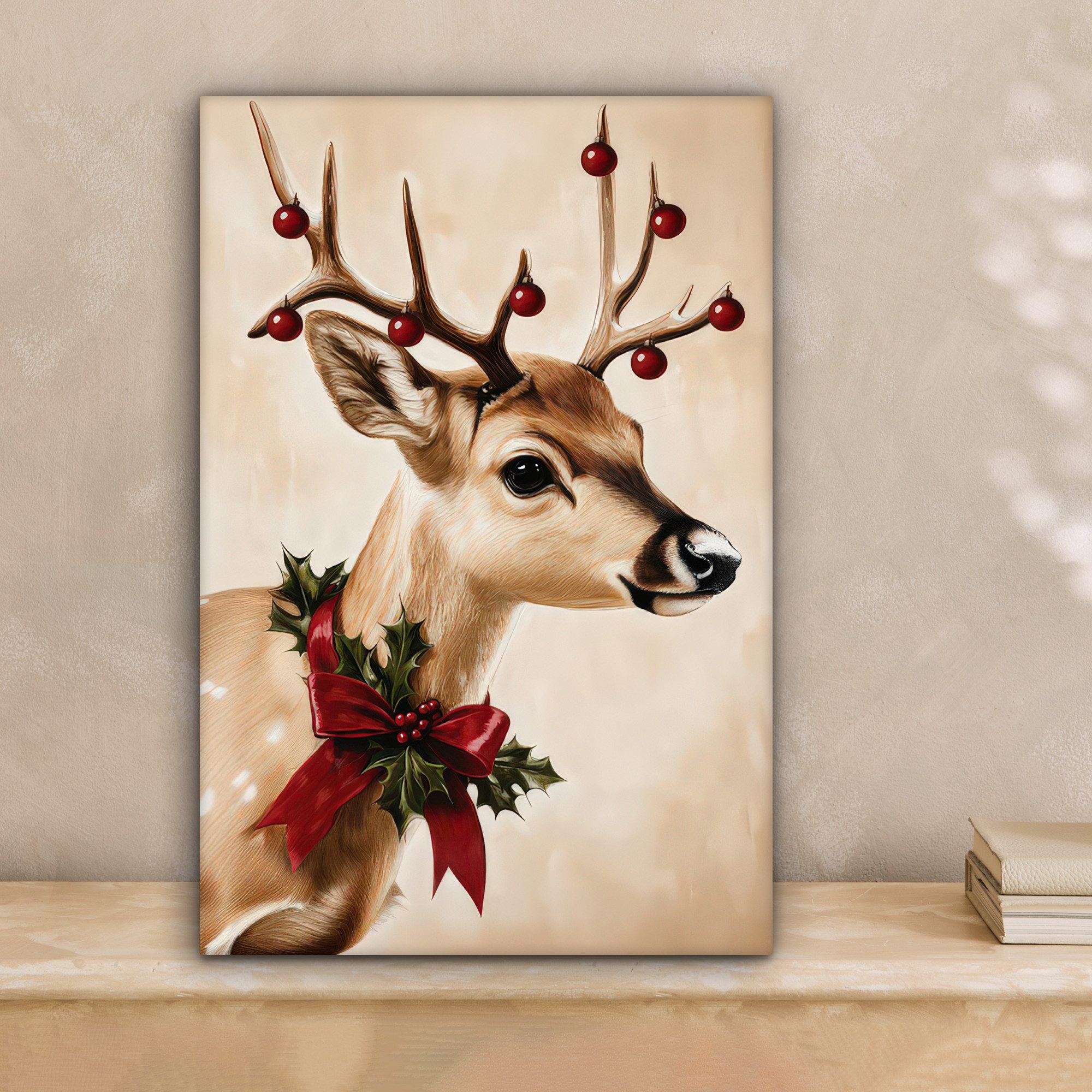 OneMillionCanvasses® Leinwandbild Geweih - Weihnachten - Rentier - Rot, Fot günstig online kaufen