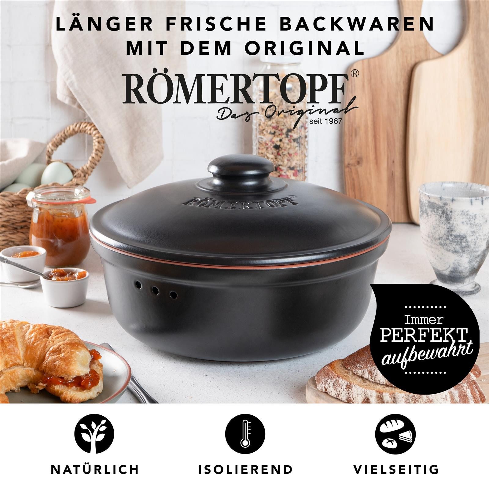 RÖMERTOPF Römertopf Brottopf Rund Ø 30cm - Keramik Brotkasten – Bild 2 von 5