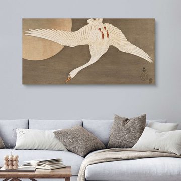 Posterlounge Holzbild Ohara Koson, Weiße Gans, Wohnzimmer Japandi Malerei