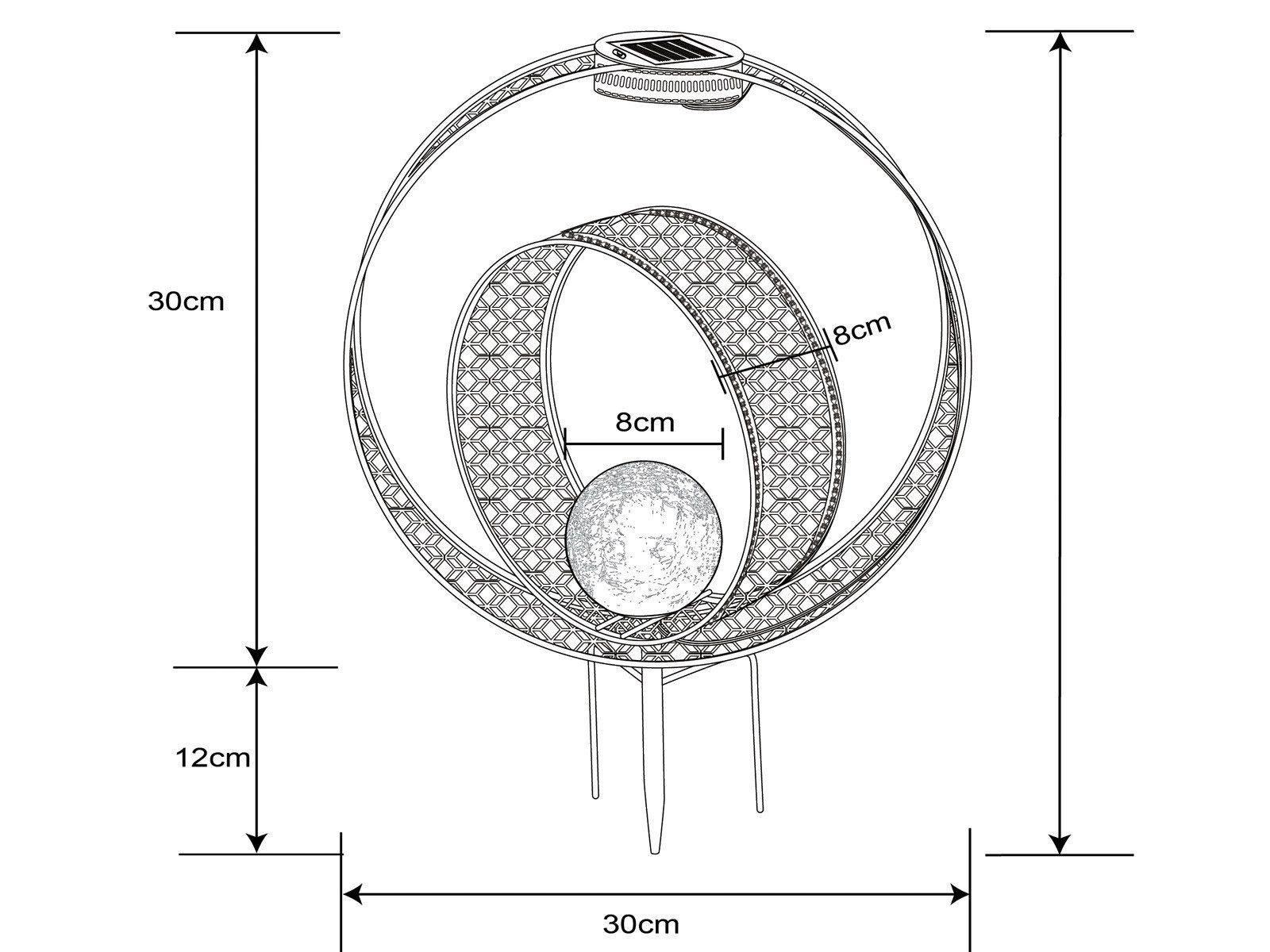 GLOBO LIGHTING LED Solarleuchte, LED fest integriert, warmweiß, 2er Set Ausgefallene Solarlicht Garten Terrassenleuchte draußen H 42cm