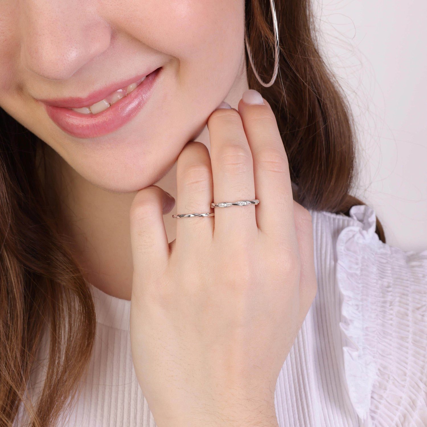 LUCARDI Fingerring Ring - 925 Silber - Silber - Zirkonia - Damen – Bild 2 von 3