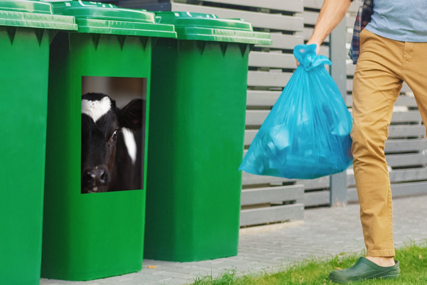 Sticker, - Tiere Kalb - Wandsticker (1 Nase - Mülleimer-aufkleber, Mülltonne, Kuh St), MuchoWow Abfalbehälter Container,