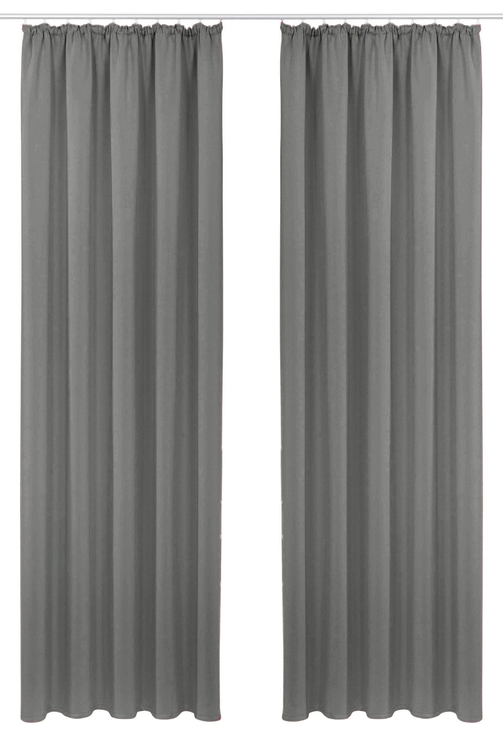 OTTO home Vorhang SOLA (2 St), Kräuselband, verdunkelnd, Polyester, Breite:130 cm, 1 Schal, einfarbig, Verdunkelung