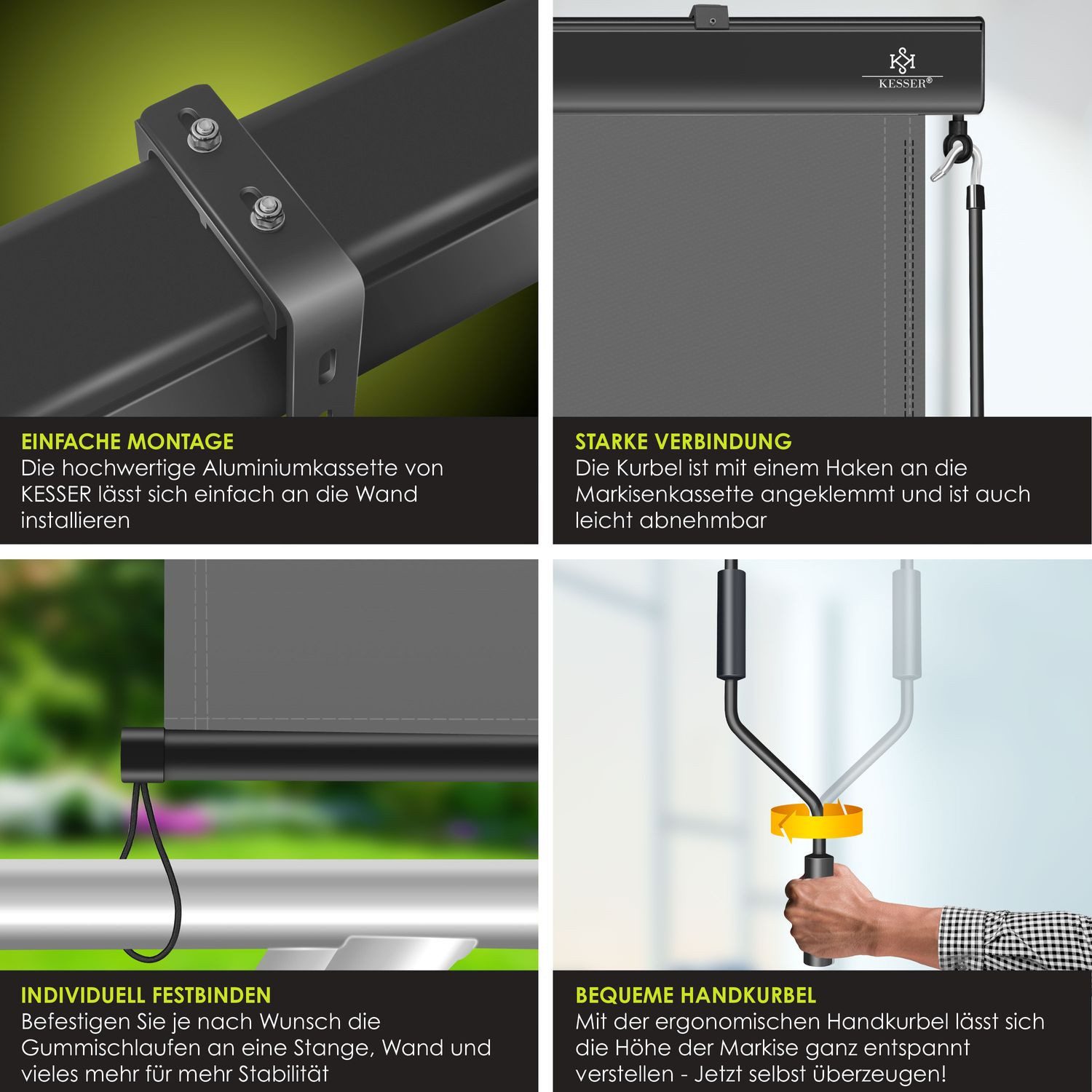 KESSER Senkrechtmarkise Markise Außenrollo Handkurbelmechanismus Balkonrollo Sichtschutz