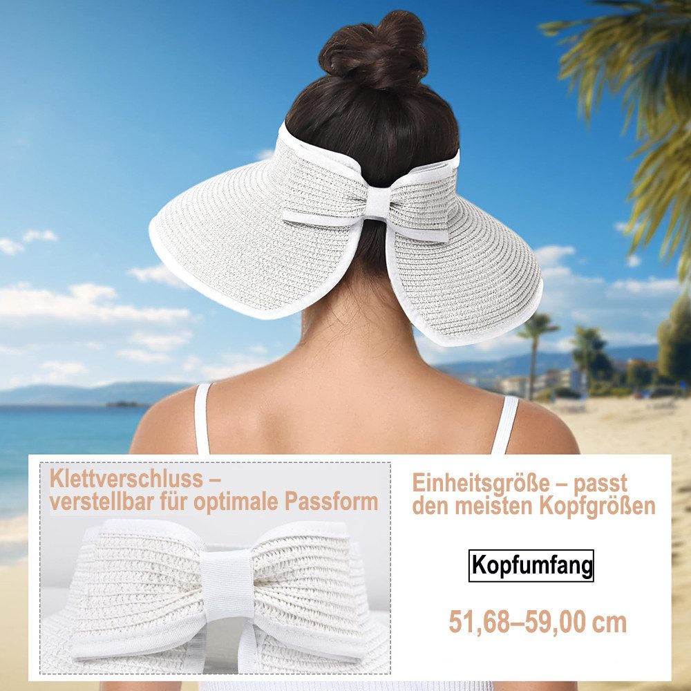 Zaewry Sonnenhut Sonnenhüte mit breiter Krempe, Sonnenhut für Damen,Faltbar rollbar für Outdoor-Abenteuer, Wandern,Pferdeschwanz-Öffnung,Strandhut