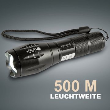 EAXUS LED Taschenlampe Taktische Taschenlampe Zoombar (1-St), 5 Leuchtmodi, SOS-Modus, Aluminium-Gehäuse, 1000 Lumen