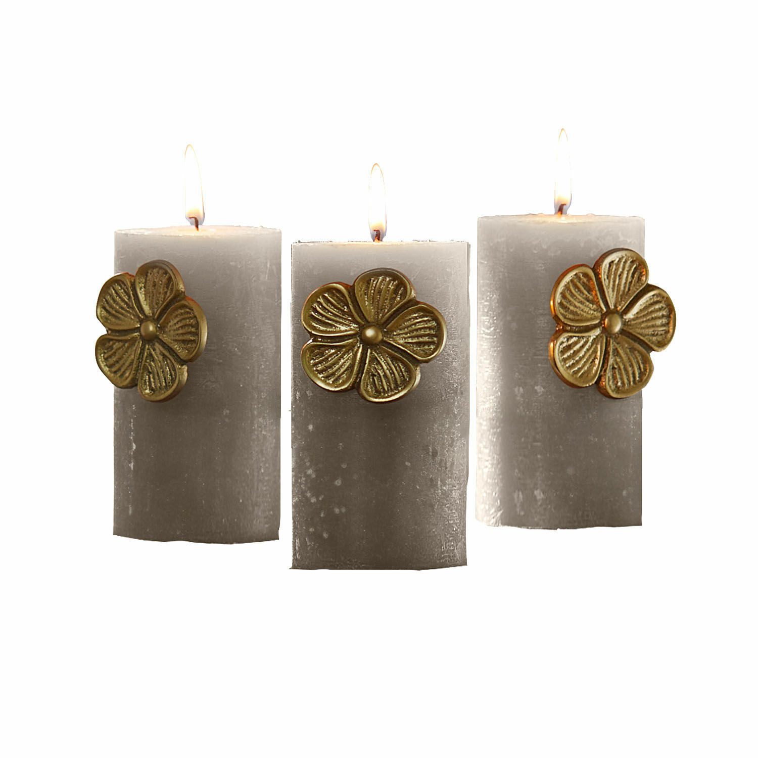 Mirabeau Stumpenkerze Deko-Pin 3er Set Olevir antikgold (3er Set, 3er Set), none