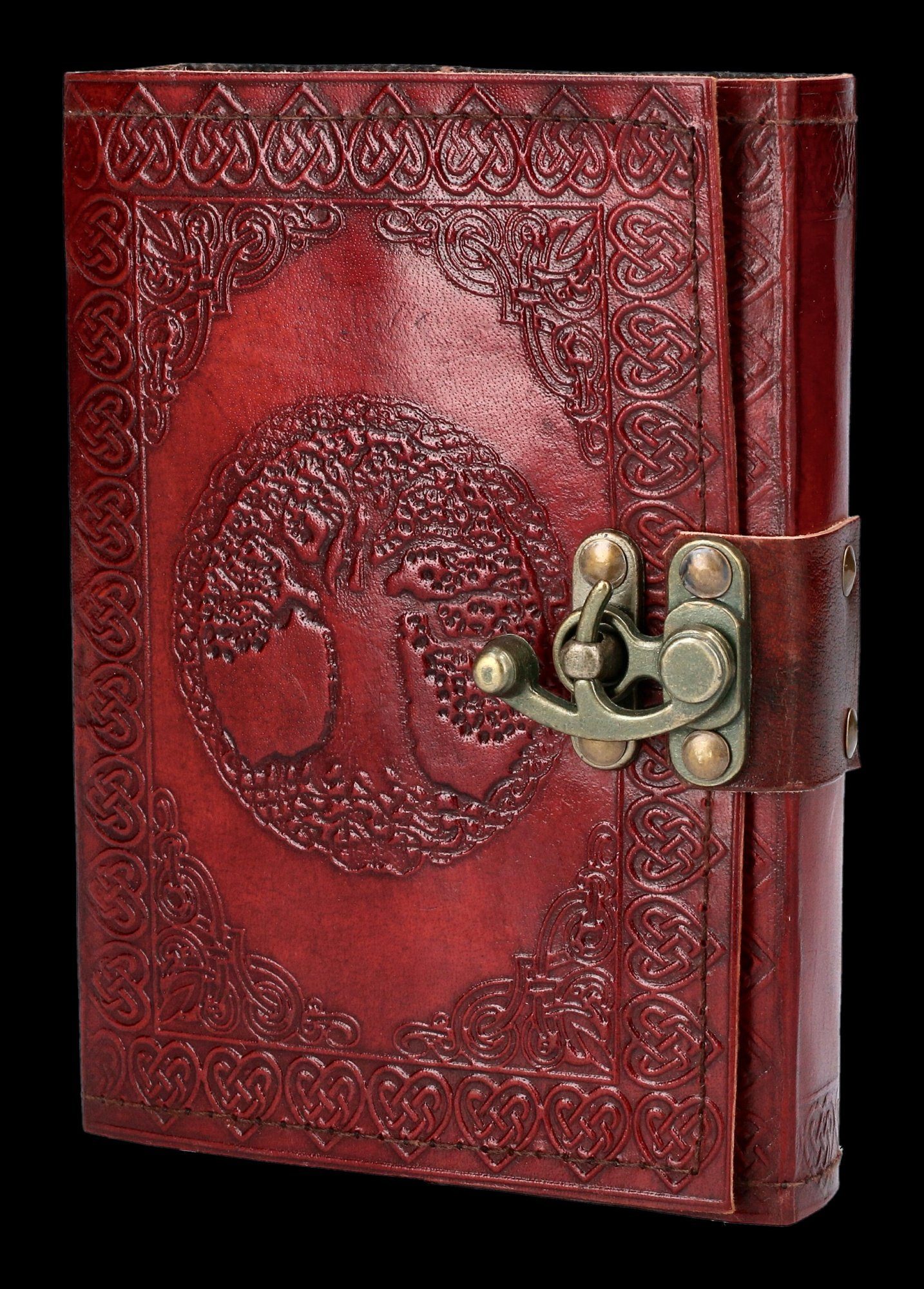 Figuren Shop GmbH Notizbuch Leder Notizbuch - Tree of Life mit Verschluss - Fantasy Tagebuch