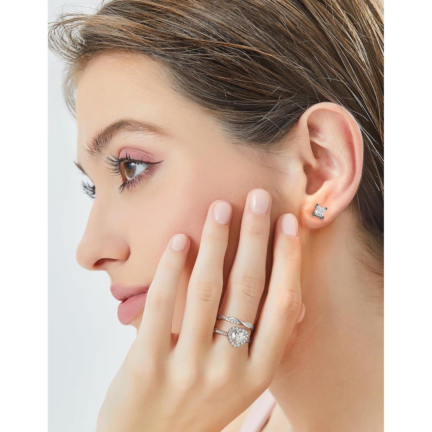 LuxusKollektion Verlobungsring Verlobungsring Silber 925 1 Karat Moissainte Heart-1 Karat 53(16.9)
