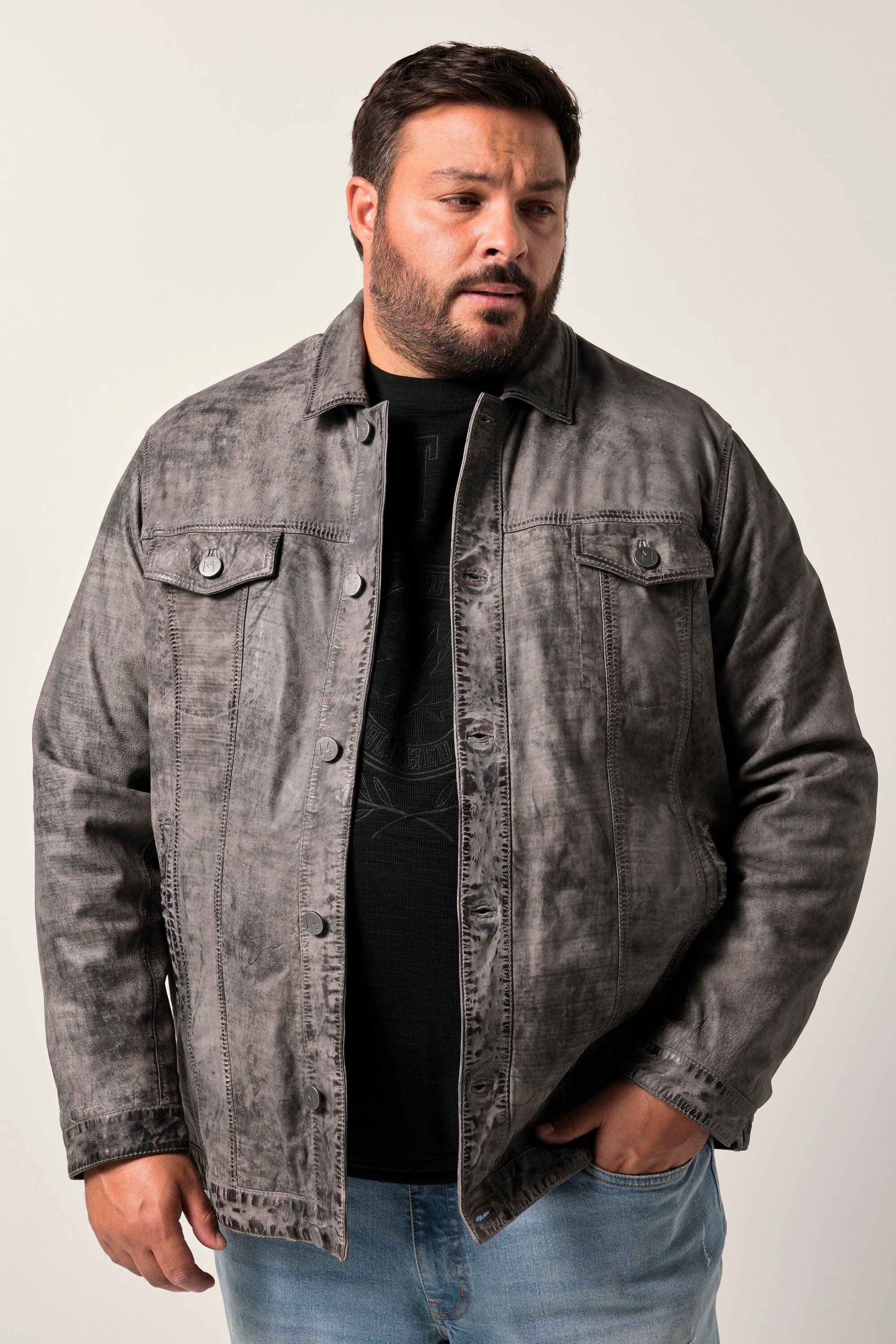 Men Plus Lederjacke Men+ Lederjacke Leder günstig online kaufen