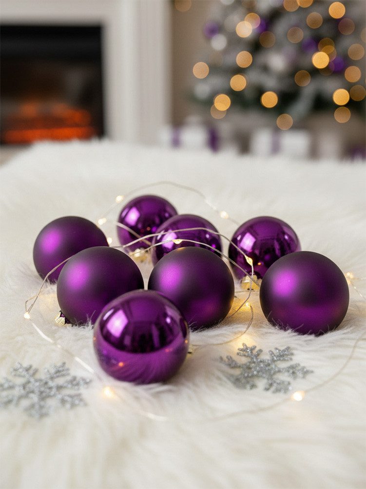 MAGIC by Inge Weihnachtsbaumkugel Weihnachtskugeln 20 Stk 6cm purple symphony + 40 Haken gold