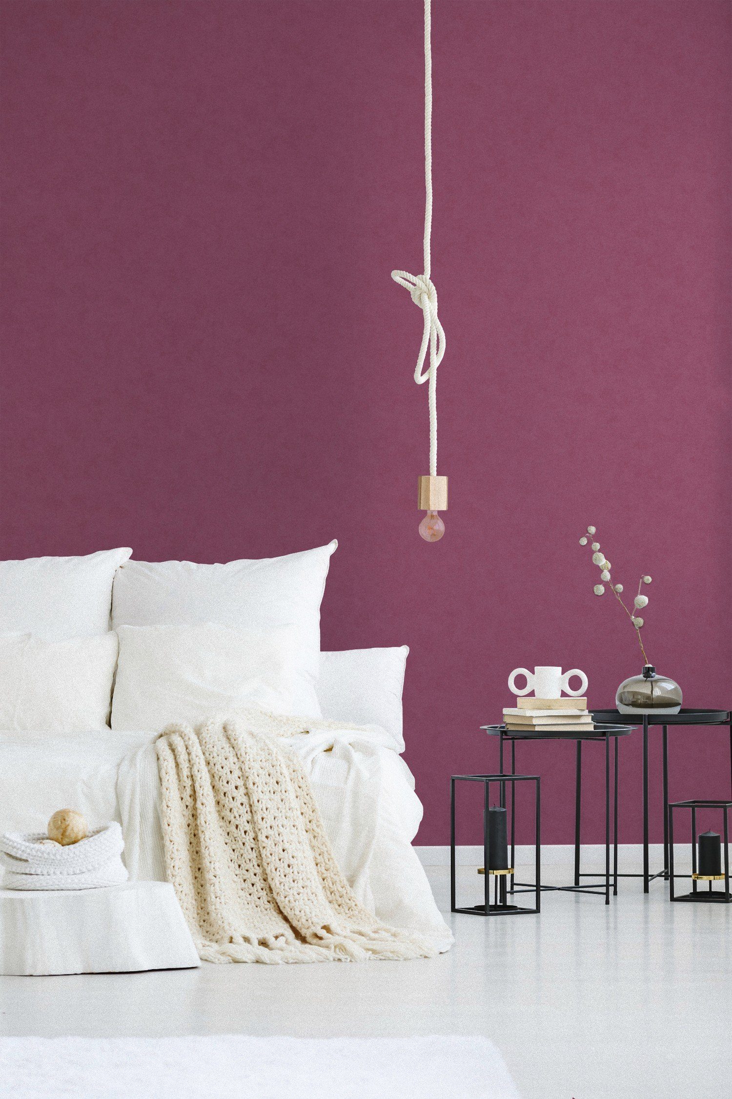 A.S. Création Vinyltapete, Unitapete Lila Vliestapete 375070 Wandtapete einfarbig Tapete