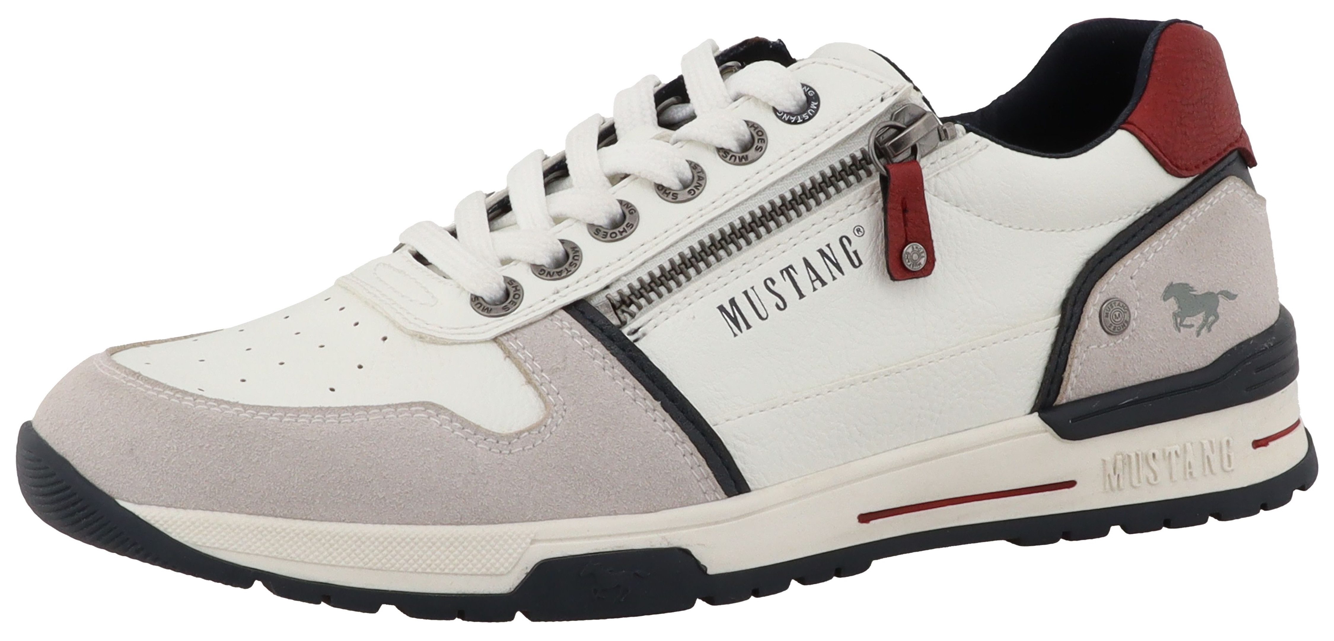 Mustang Shoes Filippo Sneaker Freizeitschuh, Halbschuh, Schnürer mit seitlichem Reißverschluss