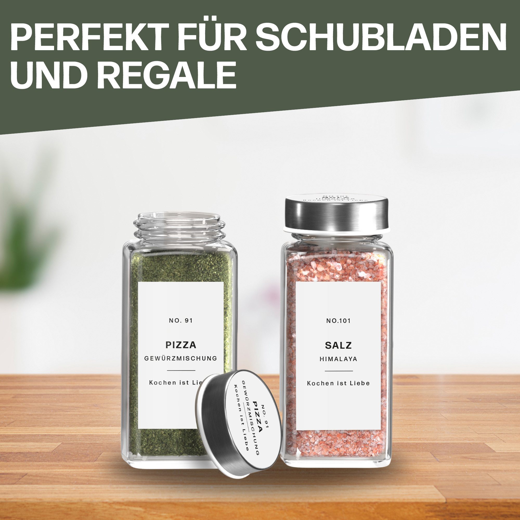 MS.EMMA, Etiketten Gewürzetiketten, selbstklebend und wasserfest, 280 Gewürzaufkleber, Modernes Design