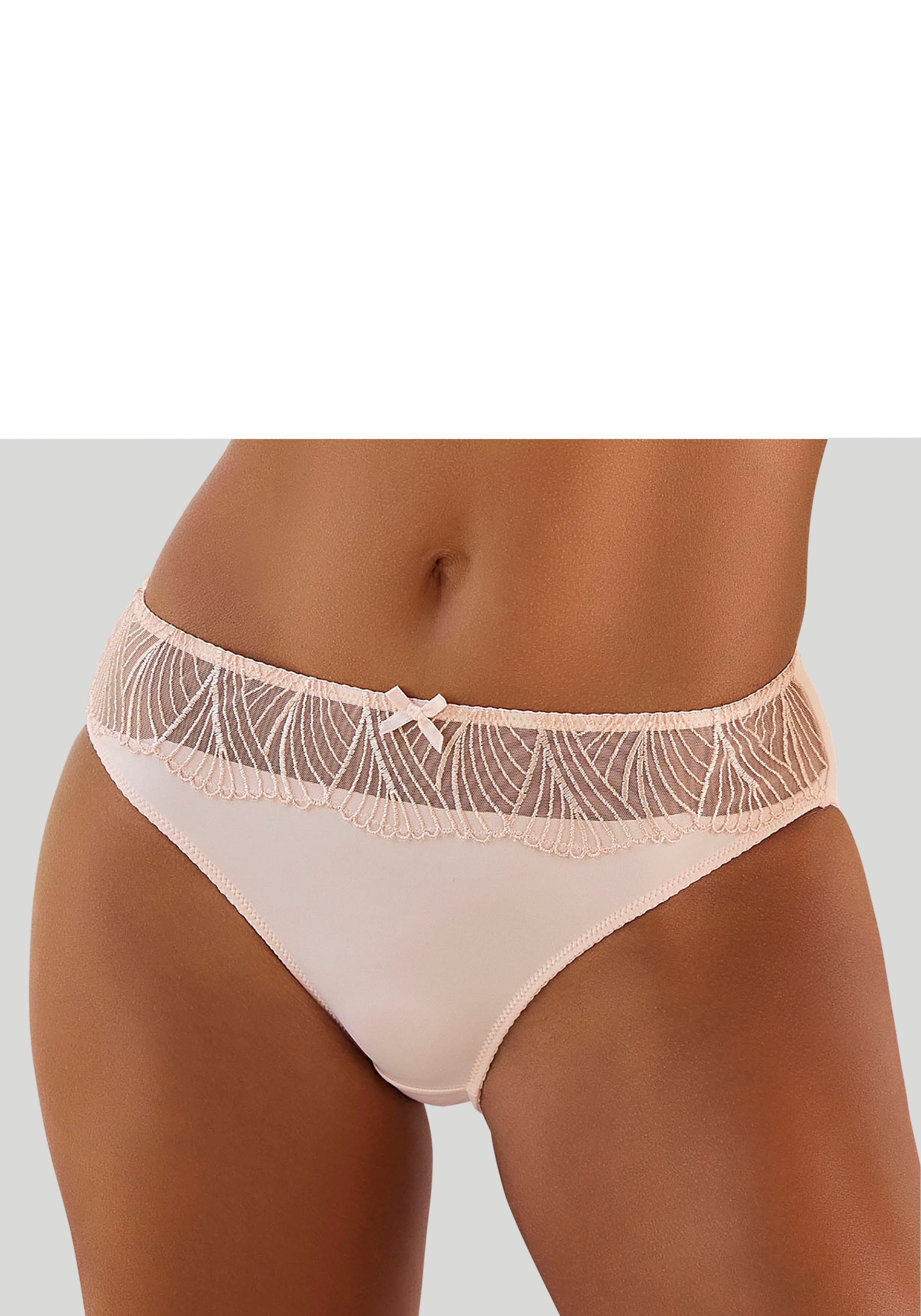 LASCANA Bikinislip mit Bund aus modischer Stickerei Spitze