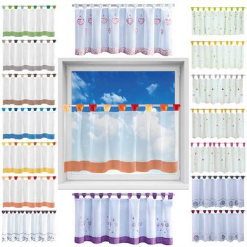 Vorhang, Arsvita, Schlaufen, transparent, Voile, Bistrogardine mit Schlaufen, Transparente Küchengardine 150cm x 45cm (BxL), in vielen Farben