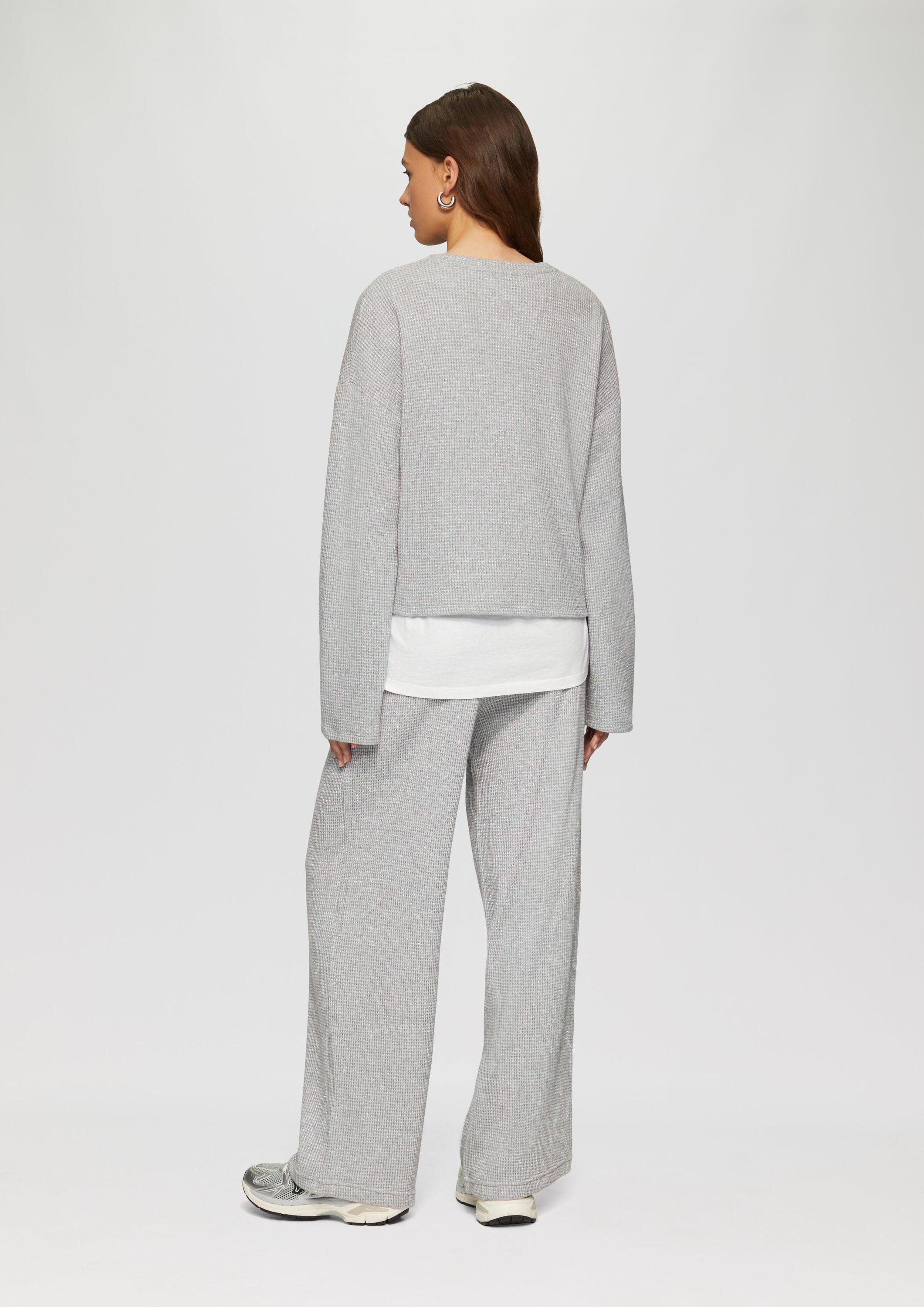 QS Sweatshirt Sweatshirt Sweatshirt mit Piquéestruktur und Glitzereffekt