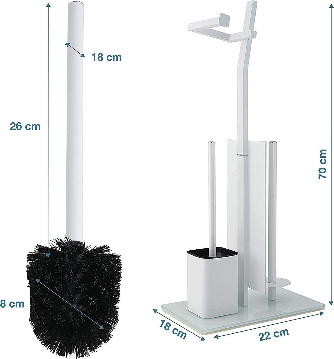 mit Weiß, Rollenhalter, Smartpeas 32x20x70cm, Chrom Toilettenpapierhalter Weißes WC-Garnitur