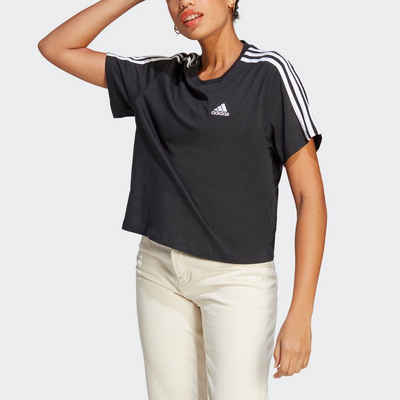 adidas Sportswear T-Shirt »ESSENTIALS 3STREIFEN SINGLE JERSEY CROPTOP«