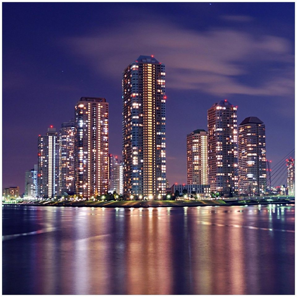 Memoboard Nacht Skyline Wallario bei Tokyo-