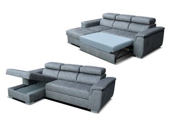 robin Ecksofa Silver L-förmiges Sofa mit Schlaffunktion Bettkasten Modulares Sofa